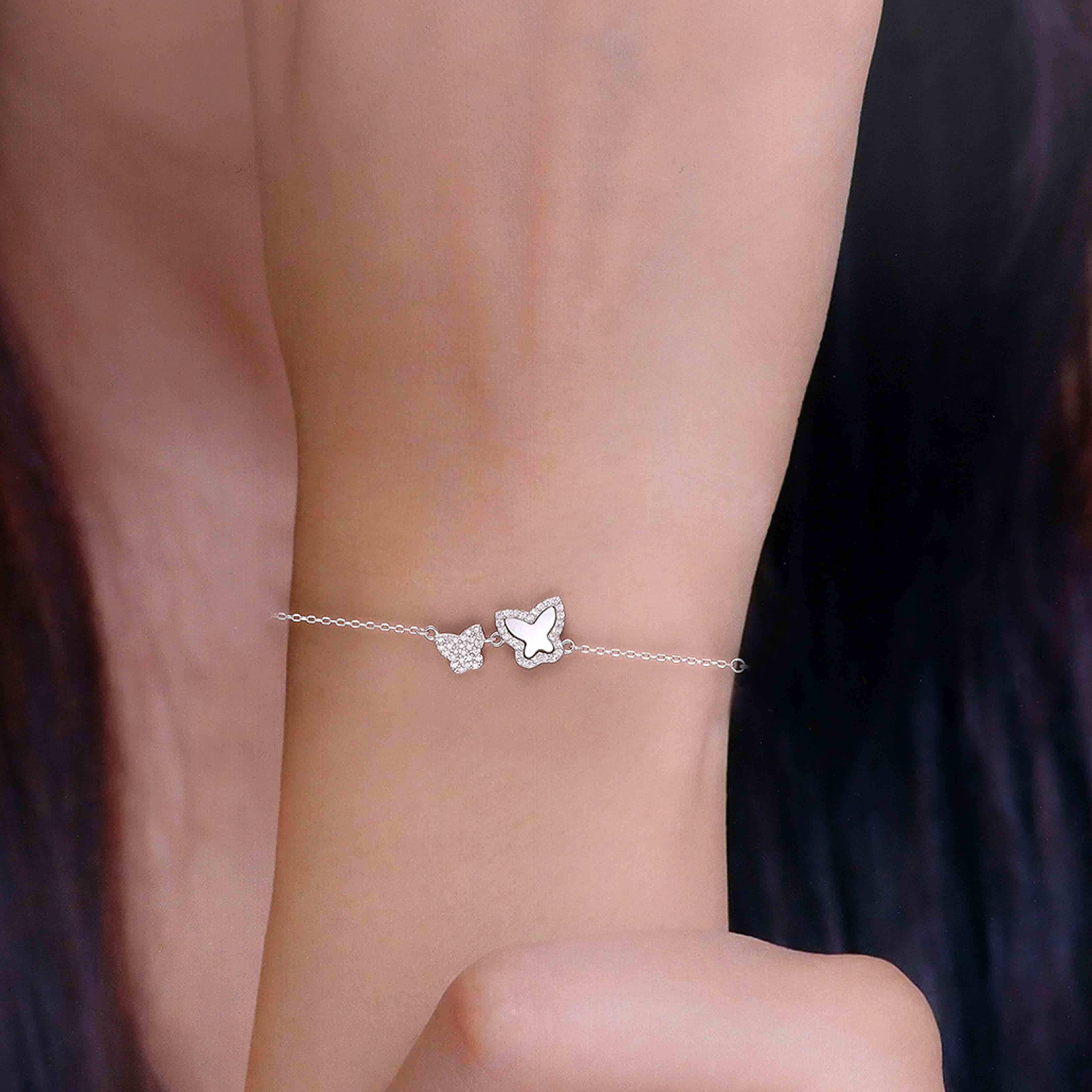 CRYSTAL BUTTERFLY SILVER BRACELET - Image 2