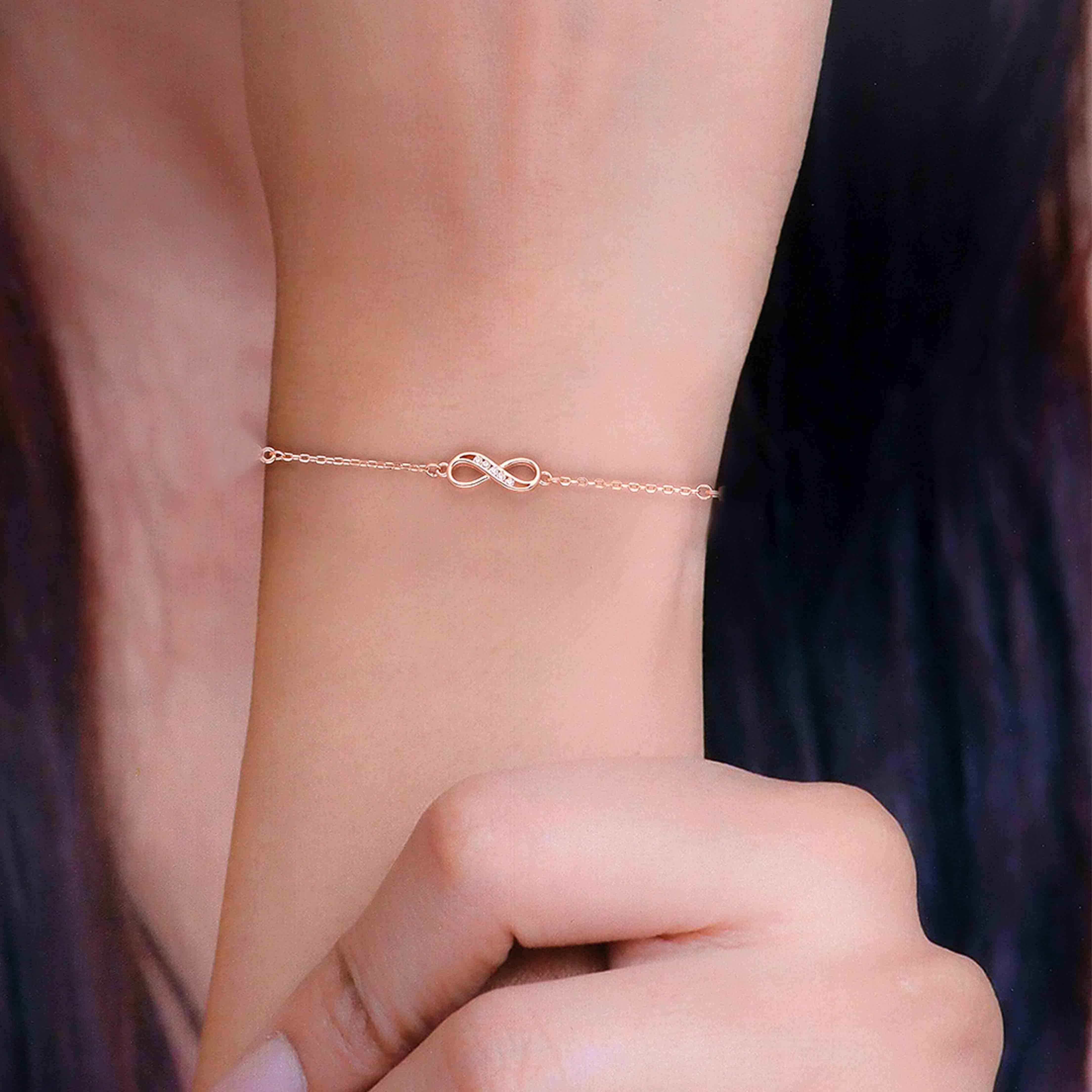 Sterling Silver Zircon Infinity Casual Bracelet - Image 4