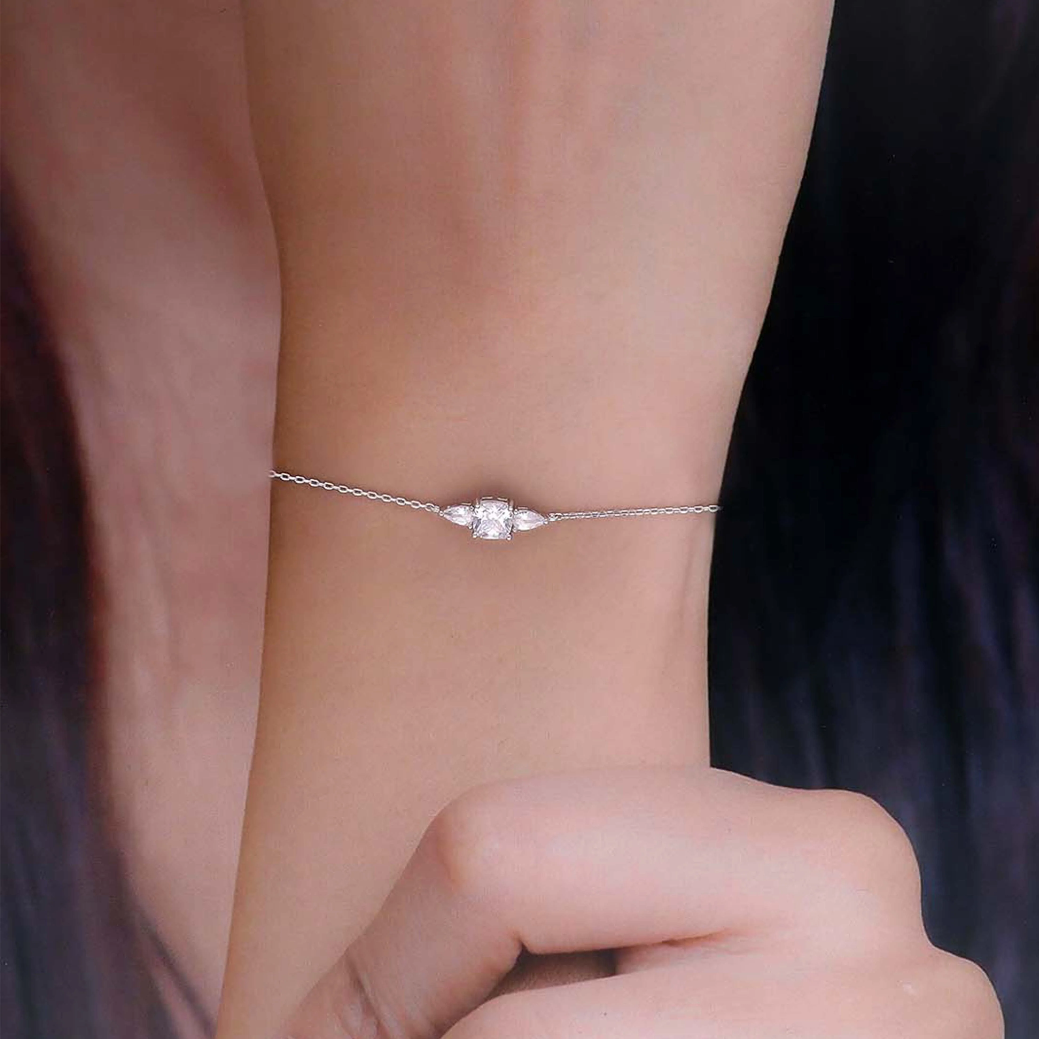 Timless Crystal Trio Silver Bracelet - Image 5
