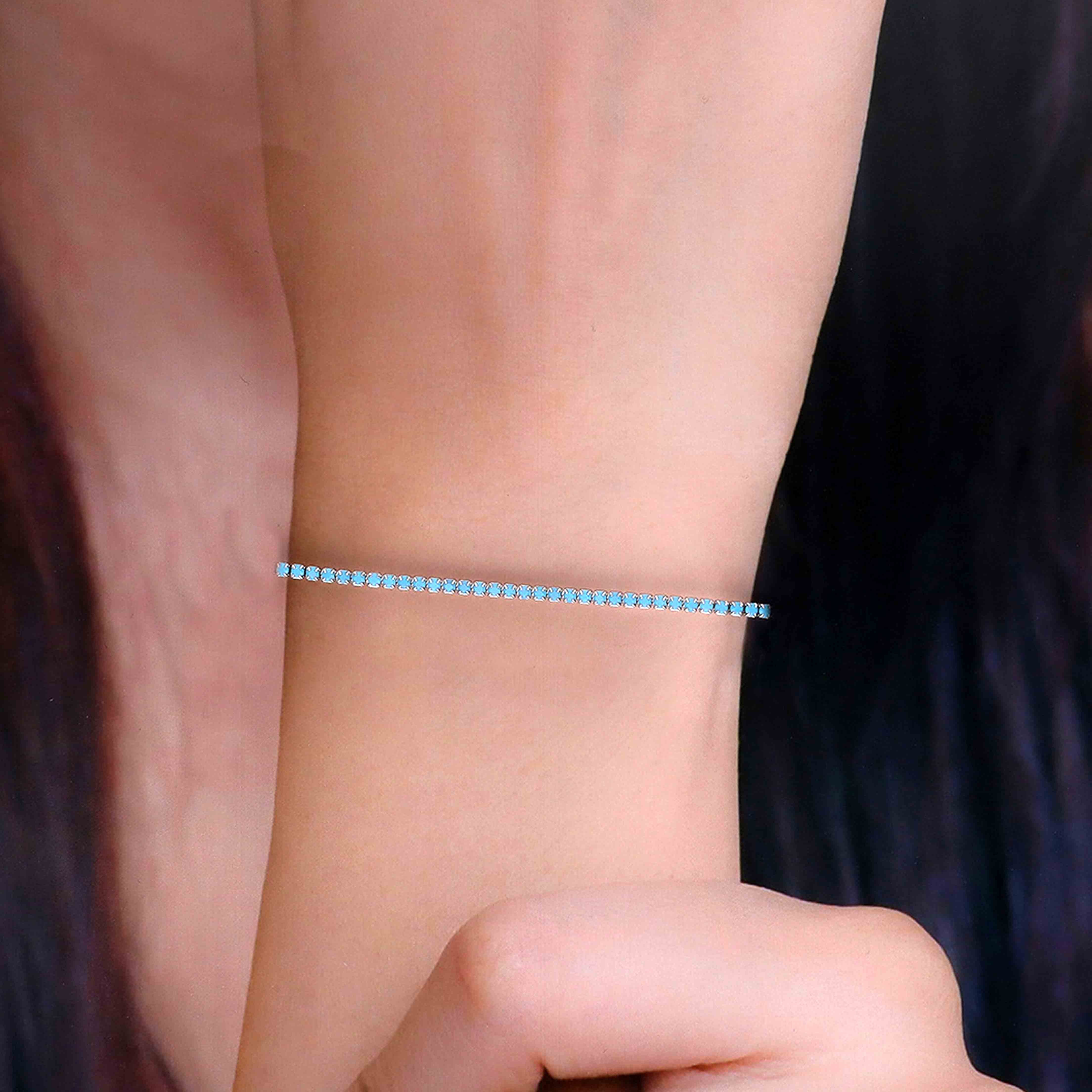 Classic Blue Stone Tennis Bracelet - Image 2