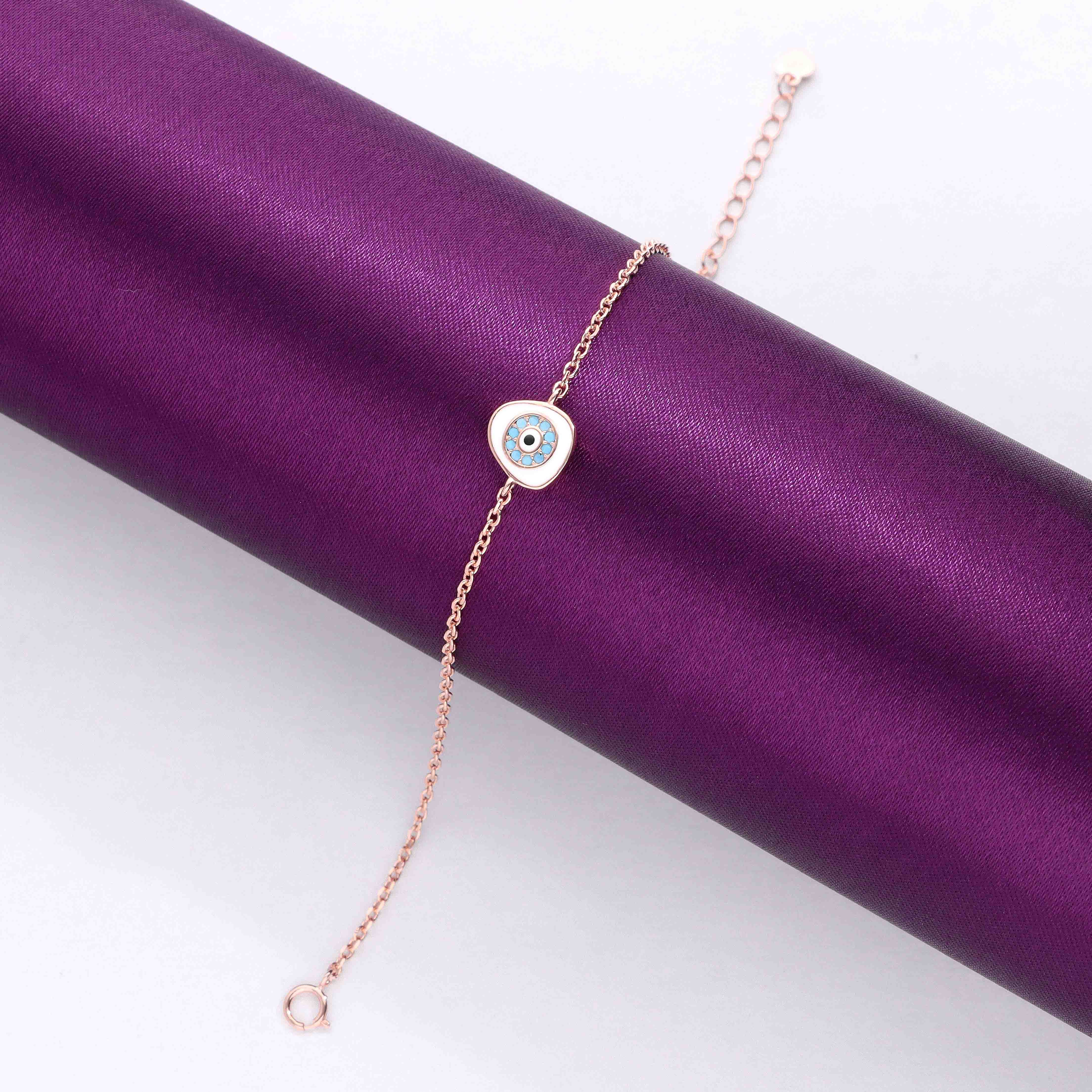 CHIC ENAMELLED EVIL EYE SILVER BRACELET - Image 2