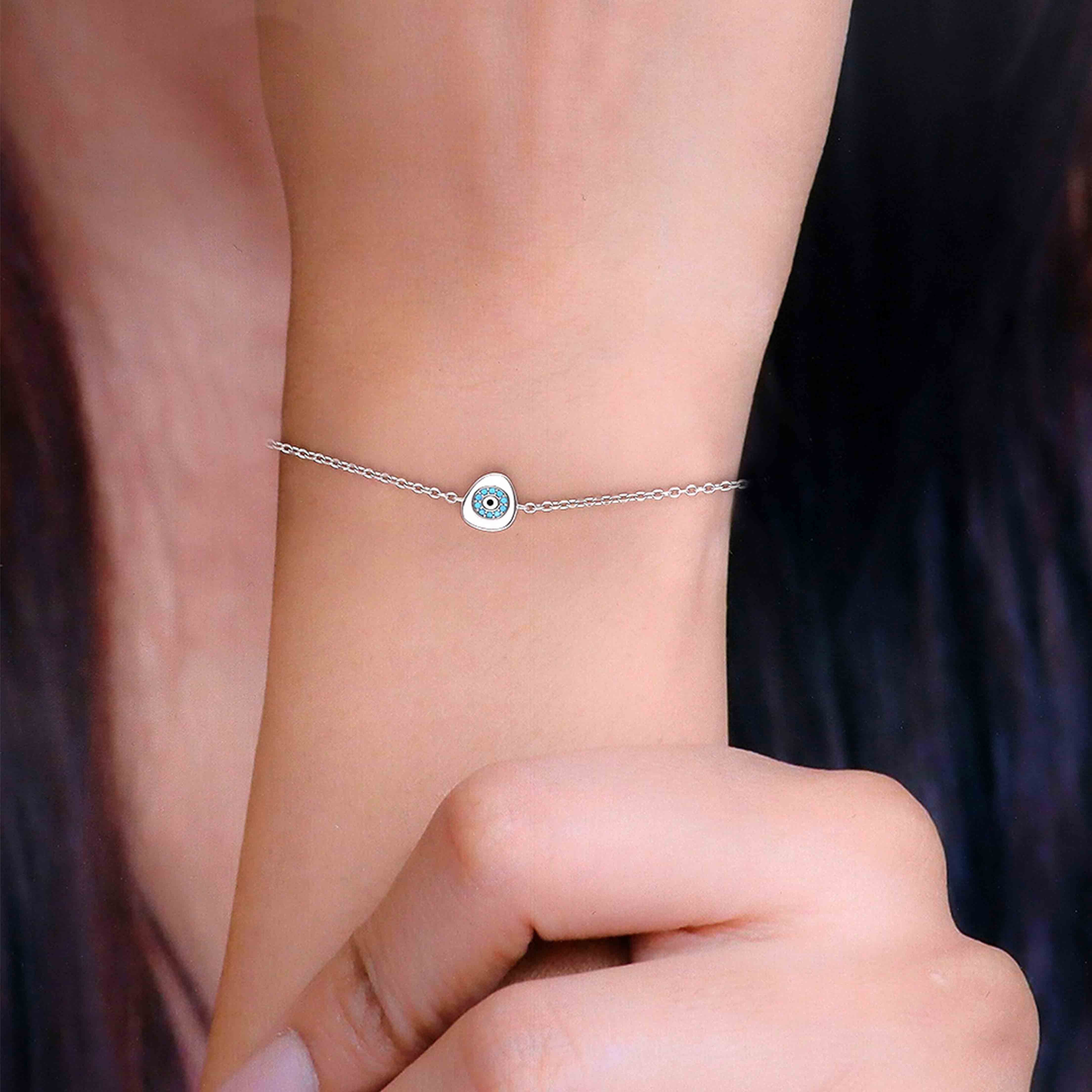 CHIC ENAMELLED EVIL EYE SILVER BRACELET - Image 3