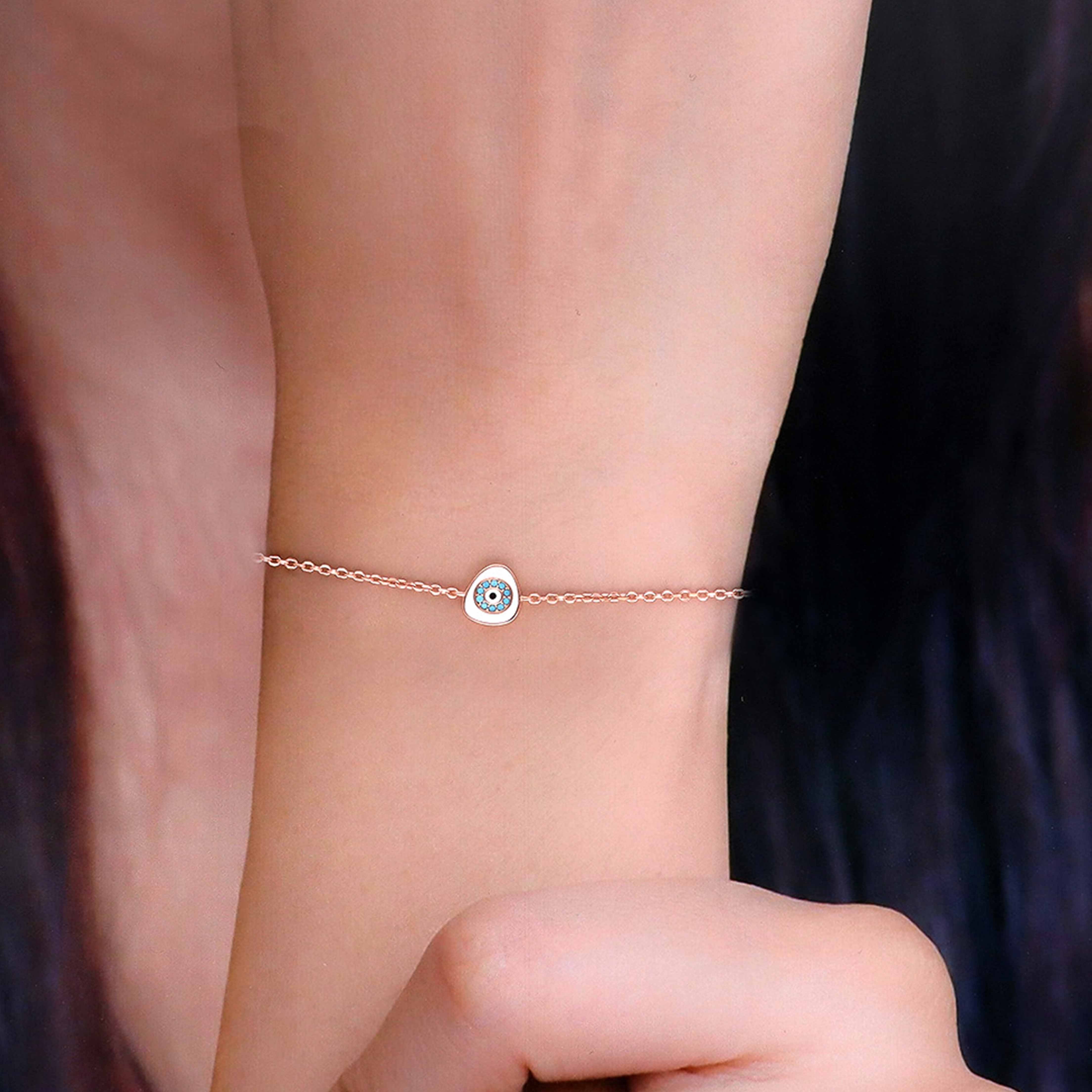 CHIC ENAMELLED EVIL EYE SILVER BRACELET - Image 4