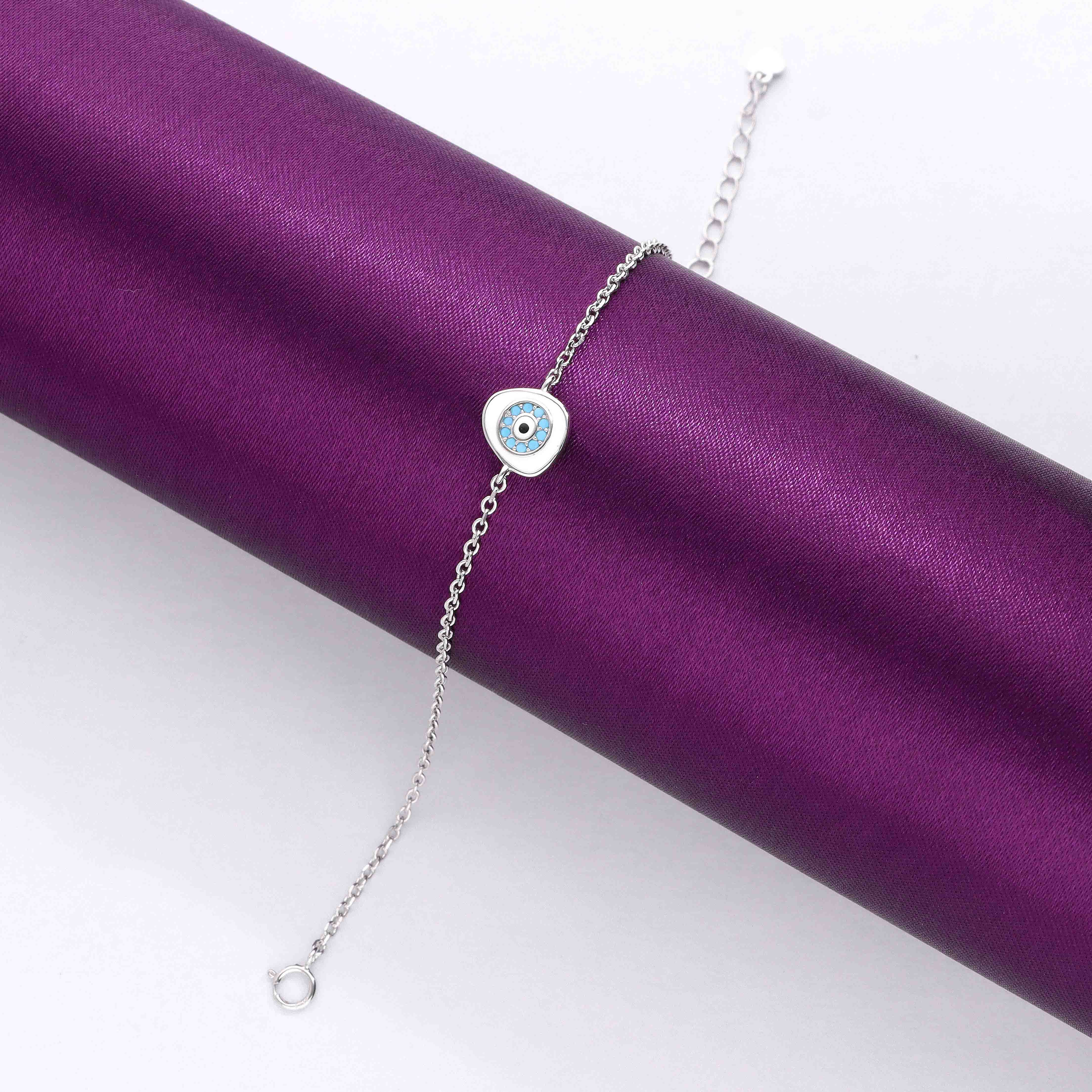 CHIC ENAMELLED EVIL EYE SILVER BRACELET - Image 7