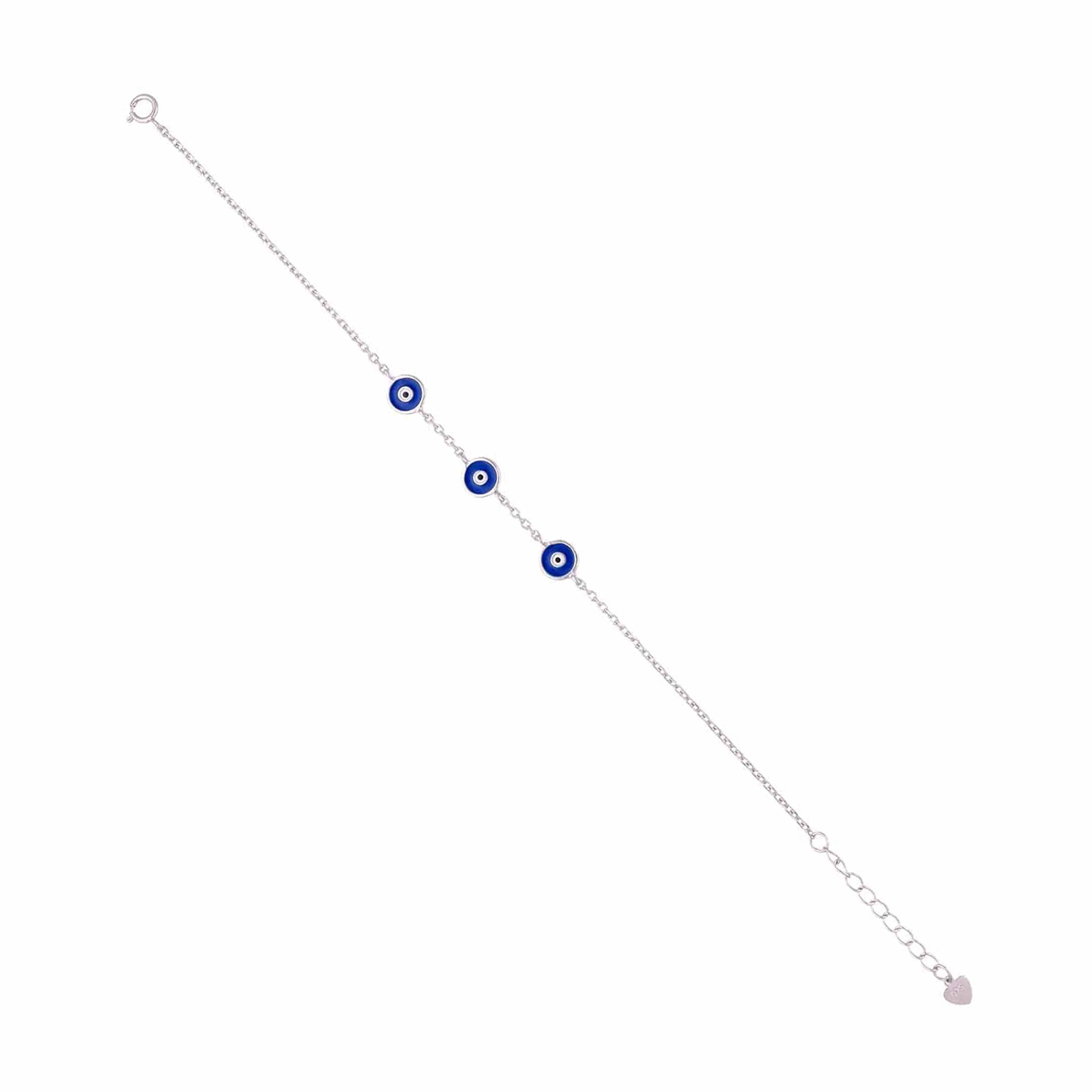 Minimalistic Triple Evil Eye Silver Bracelet - Image 5