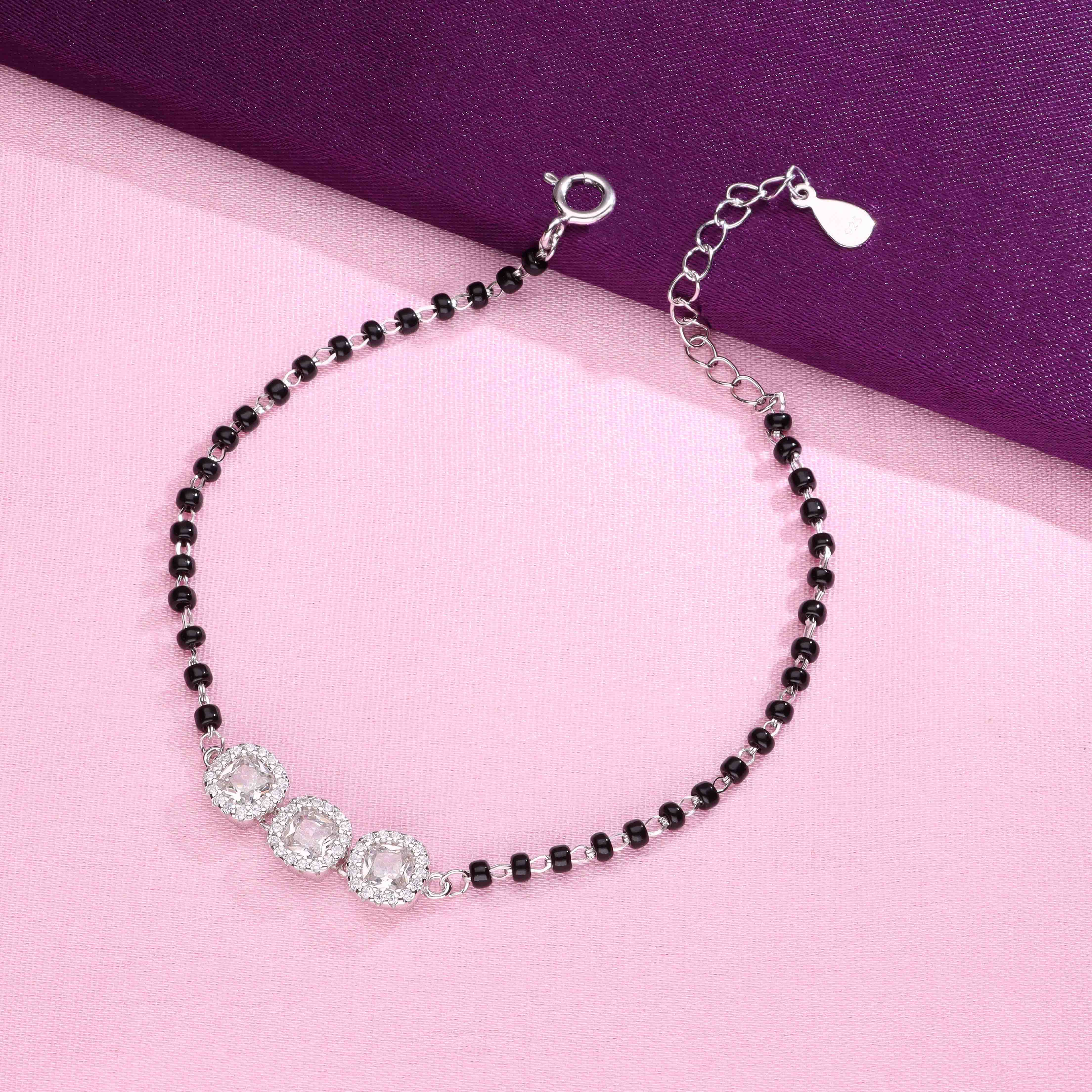 Sterling Silver Crystal Mangalsutra Bracelet - Image 7