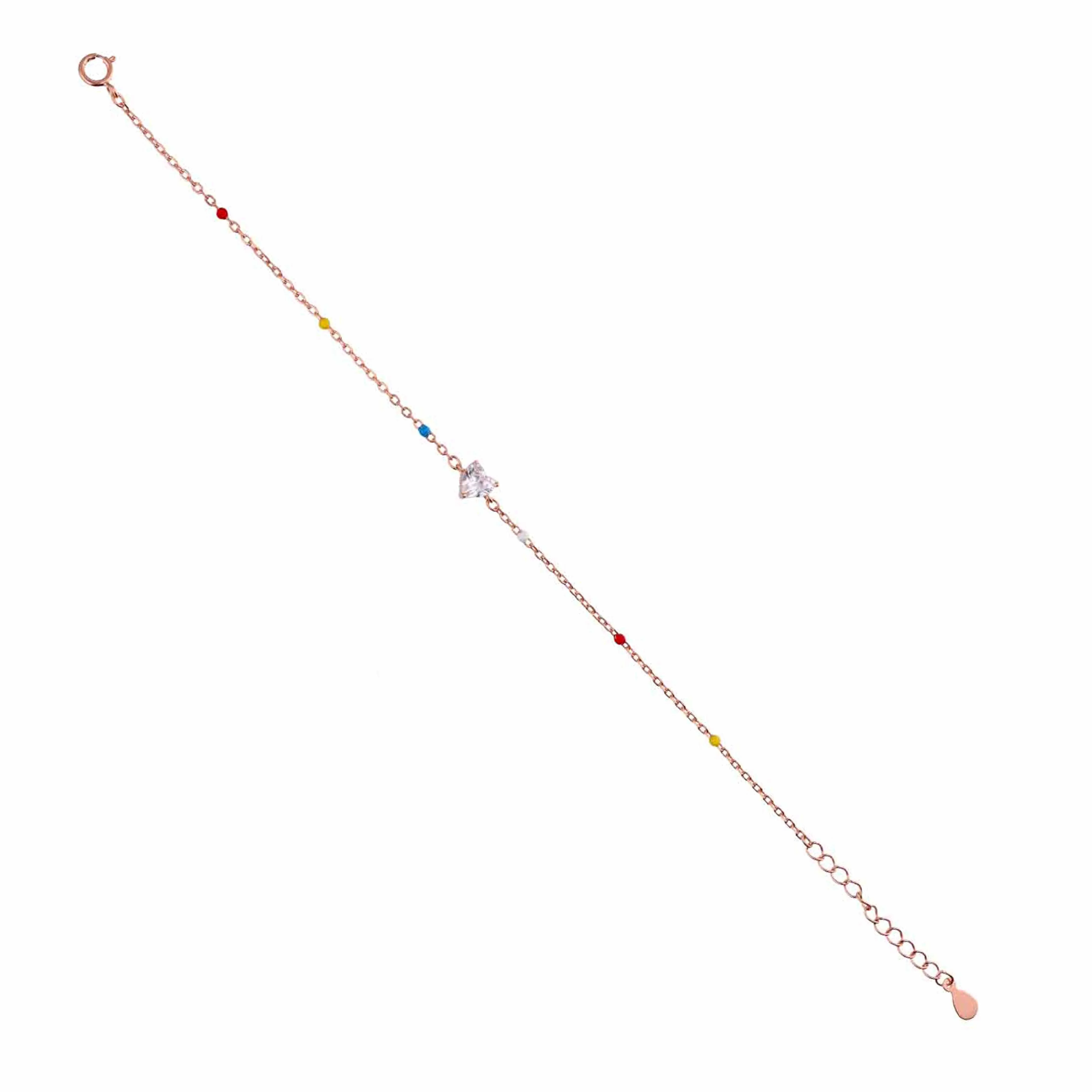TRENDY MULTI COLOUR BEADS HEART SILVER BRACELET - Image 5