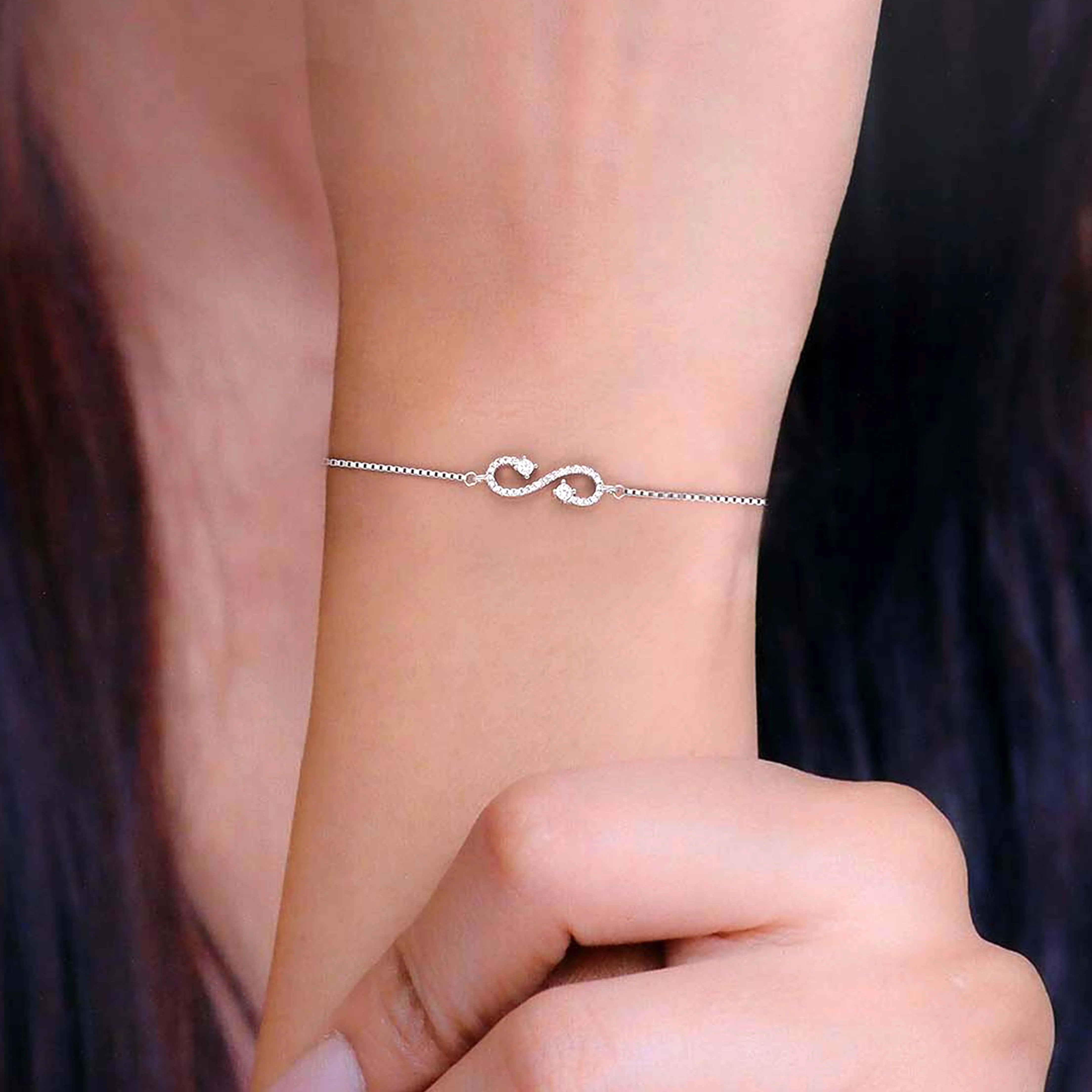 Sterling Silver Solitaire Infinity Bracelet - Image 3