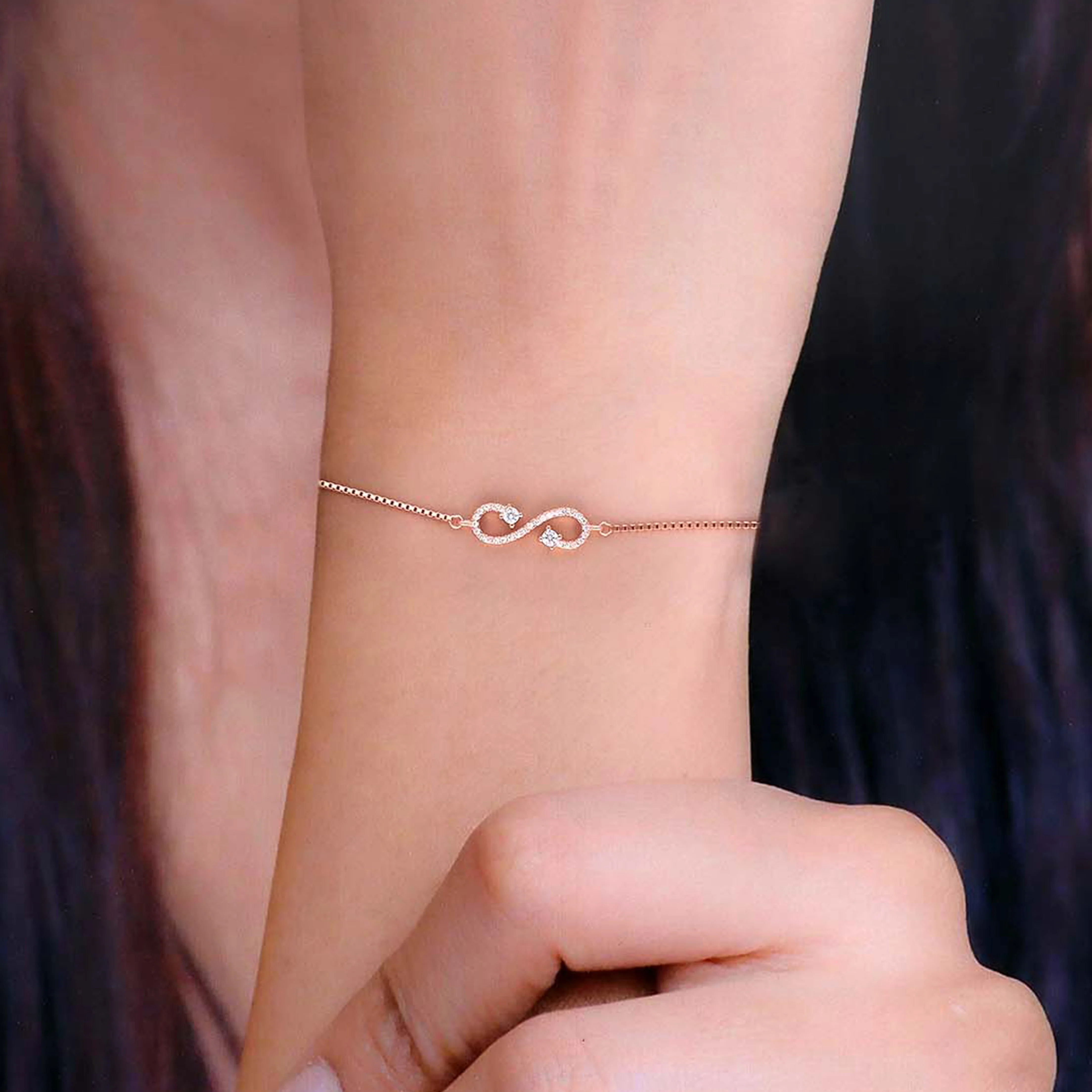 Sterling Silver Solitaire Infinity Bracelet - Image 4