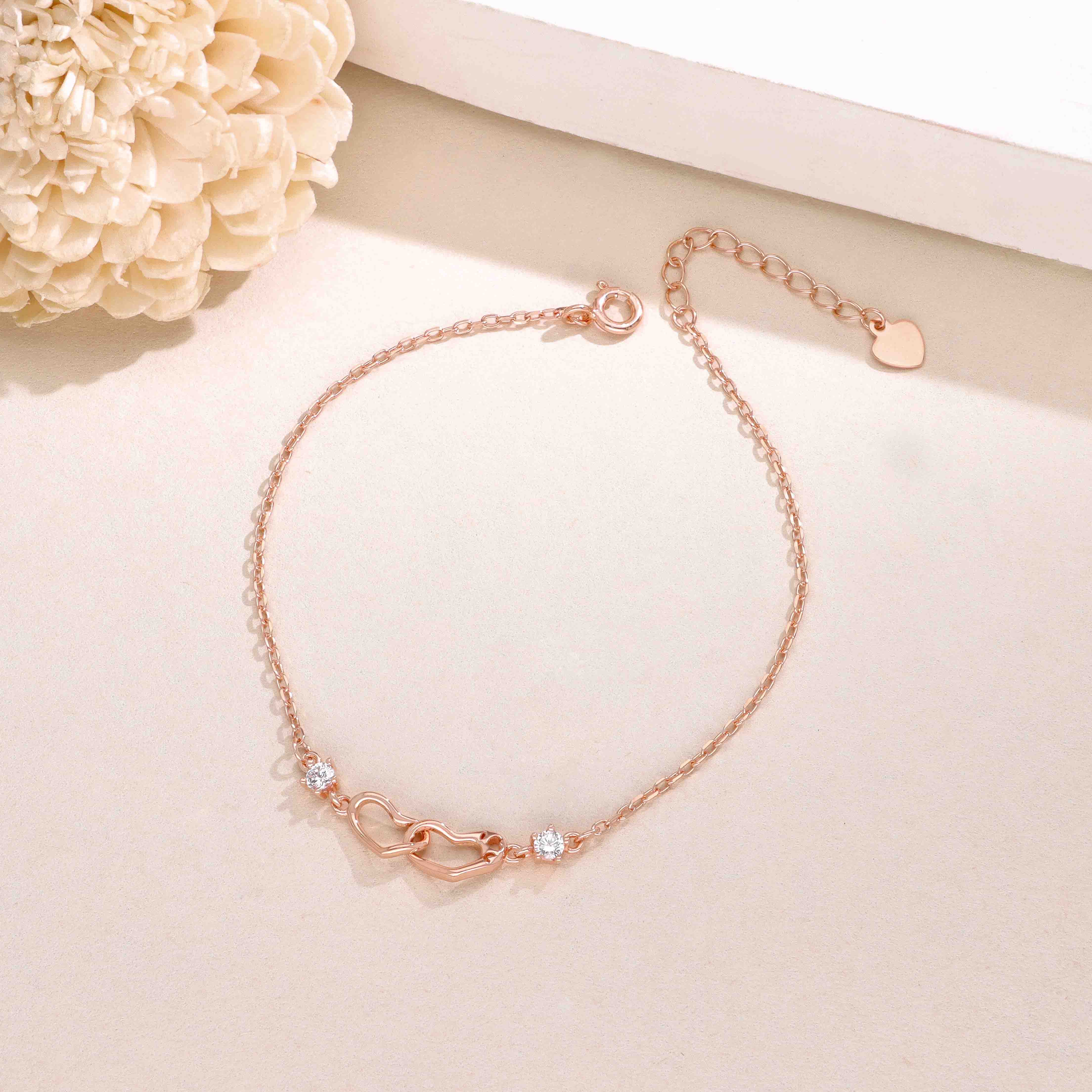 Conjoined Heart Silver Minimal Bracelet - Image 10