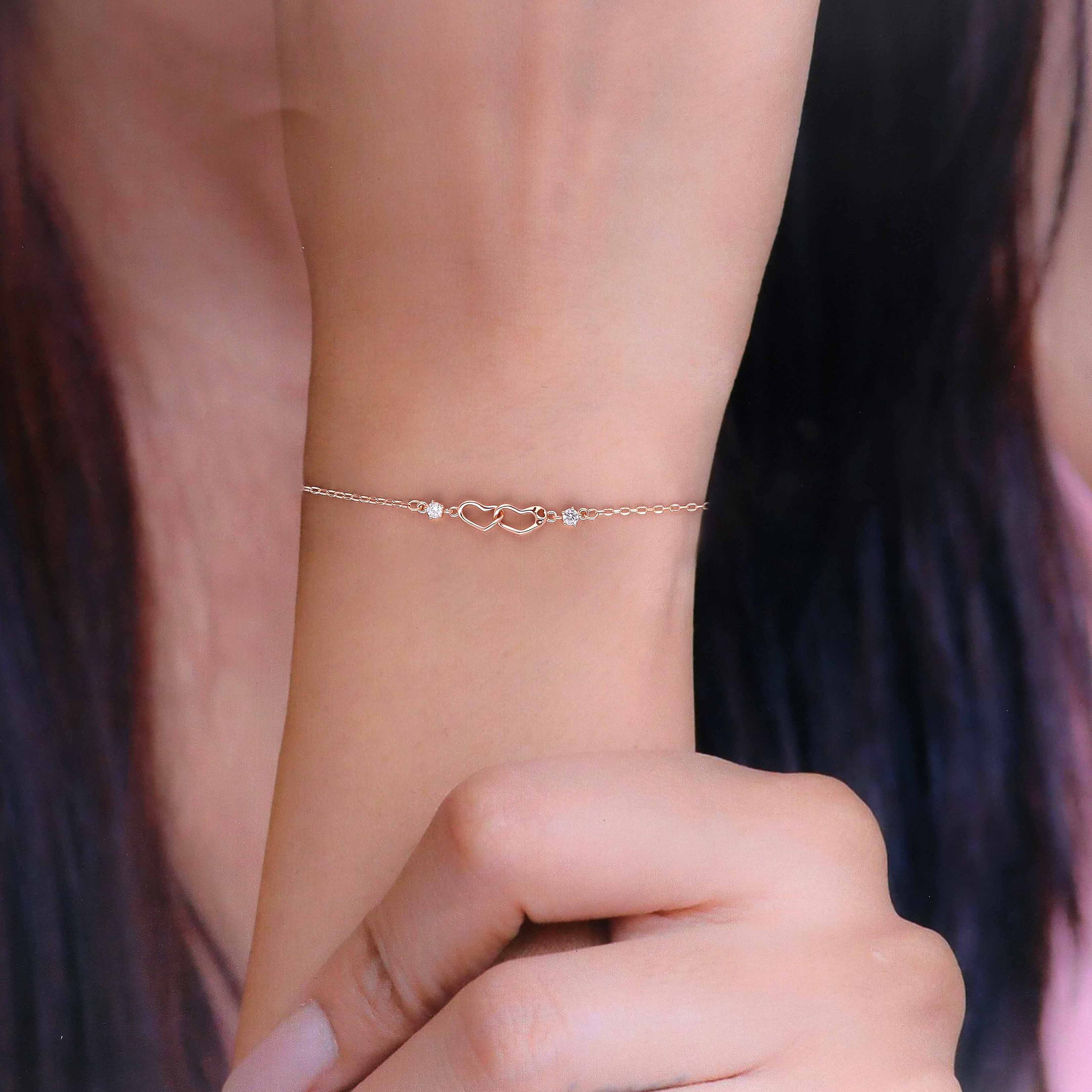 Conjoined Heart Silver Minimal Bracelet - Image 5