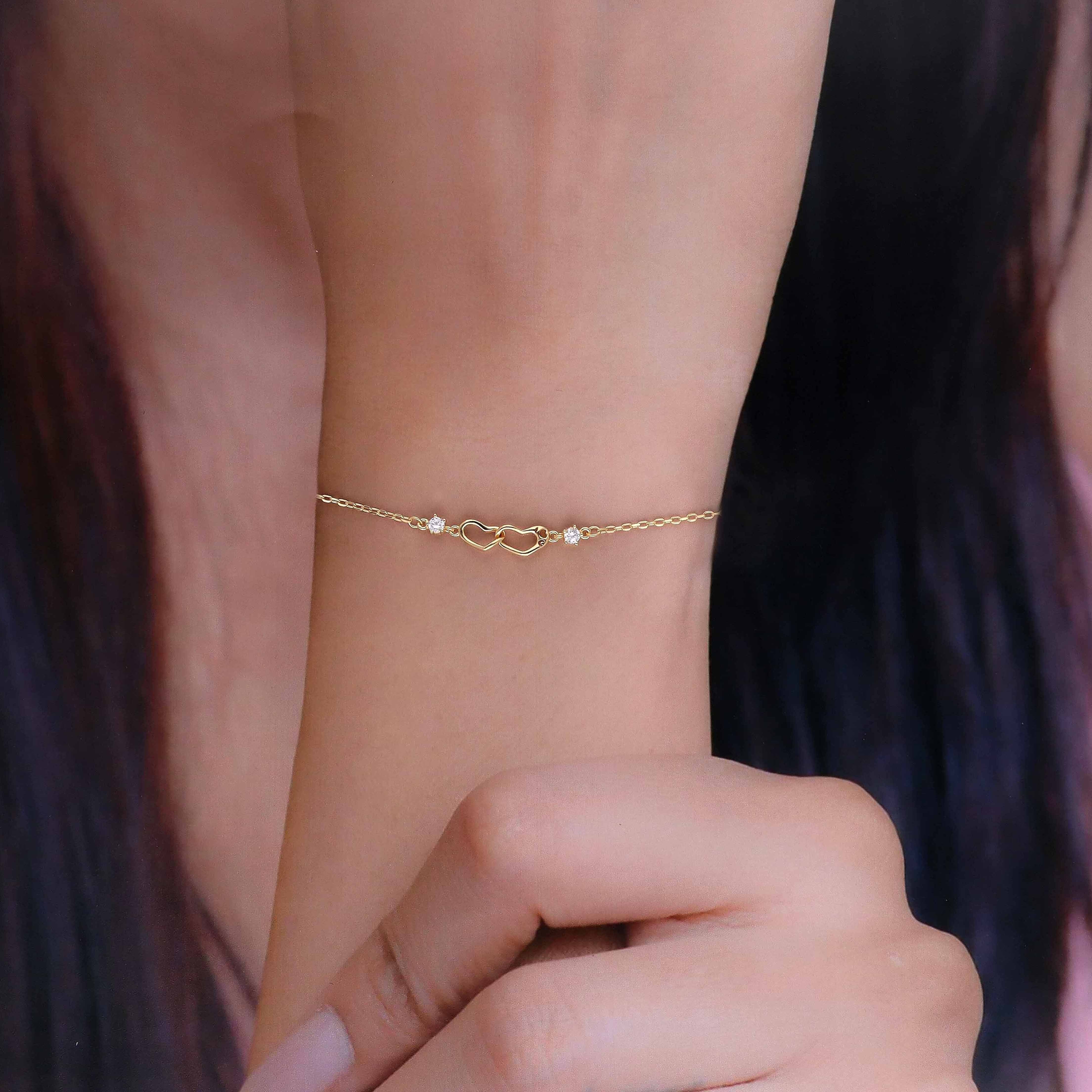 Conjoined Heart Silver Minimal Bracelet - Image 6