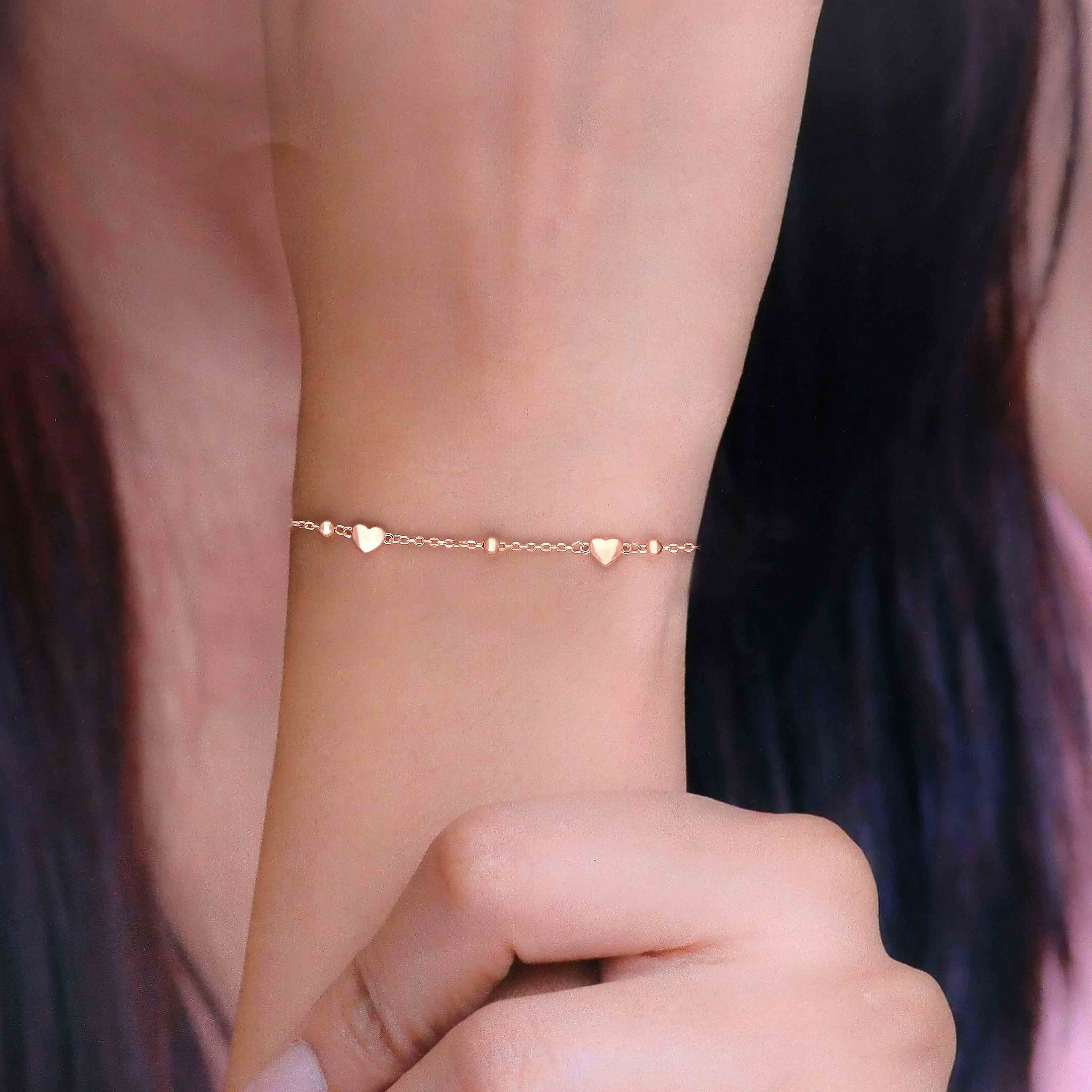 SILVER HEARTS & BEADS BRACELET - Image 5