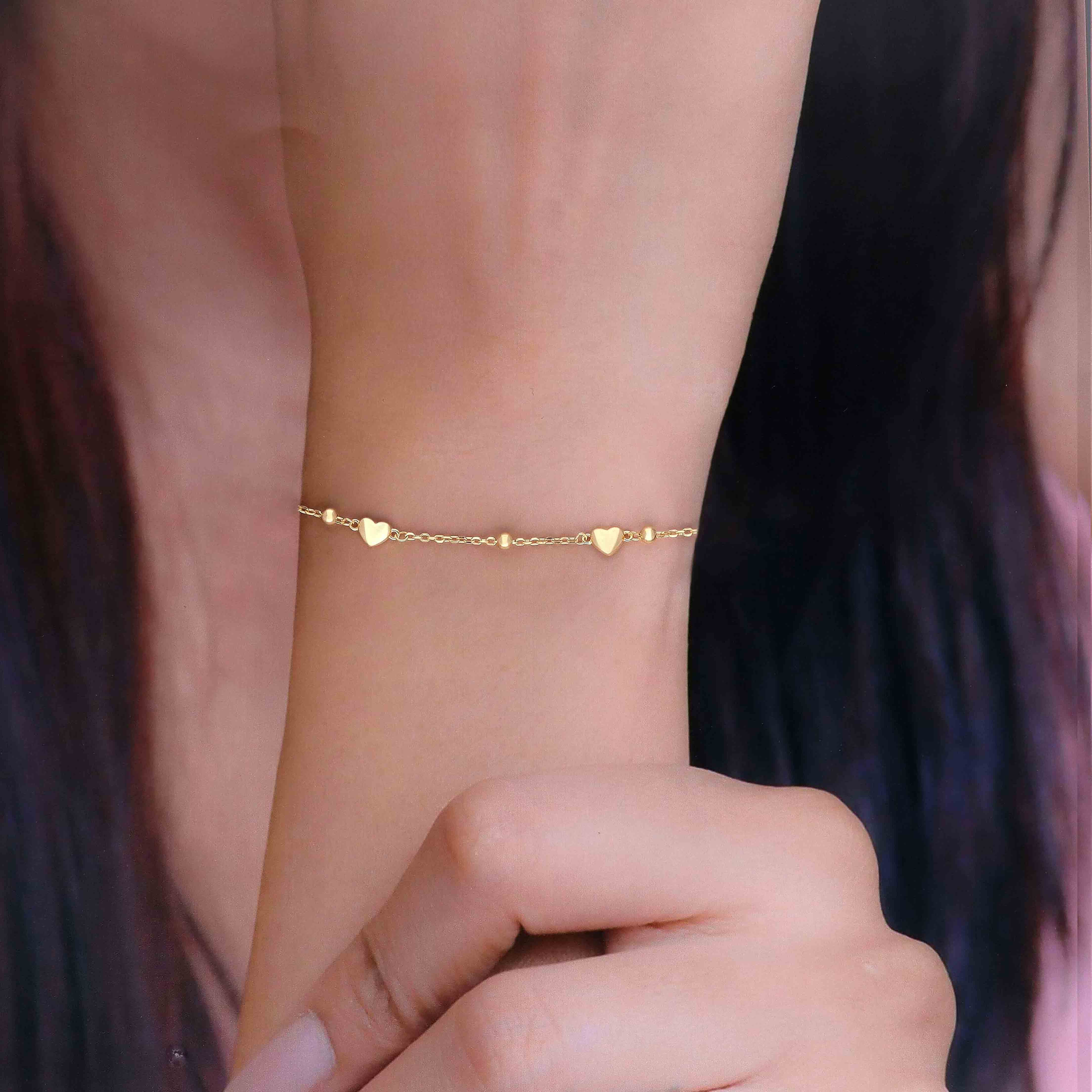 SILVER HEARTS & BEADS BRACELET - Image 6