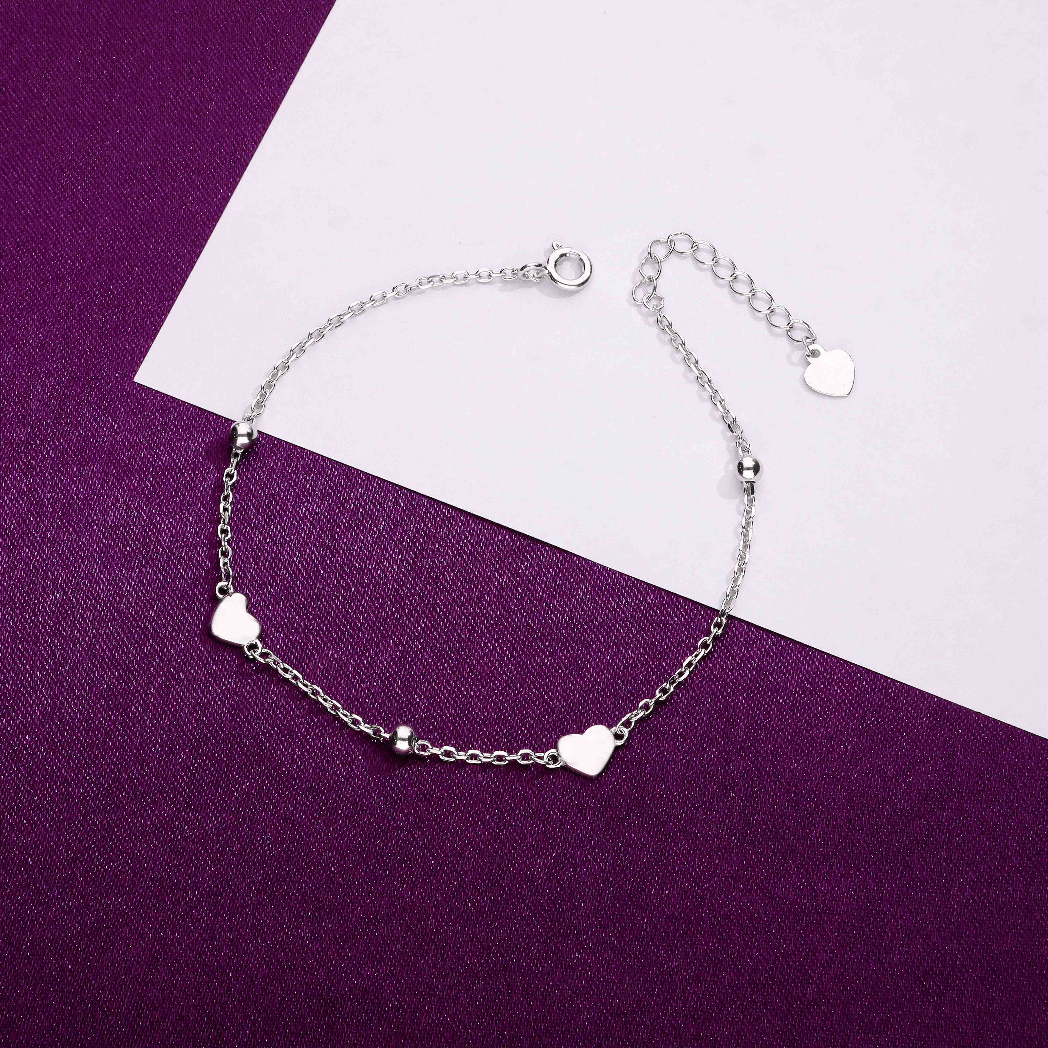 SILVER HEARTS & BEADS BRACELET - Image 9