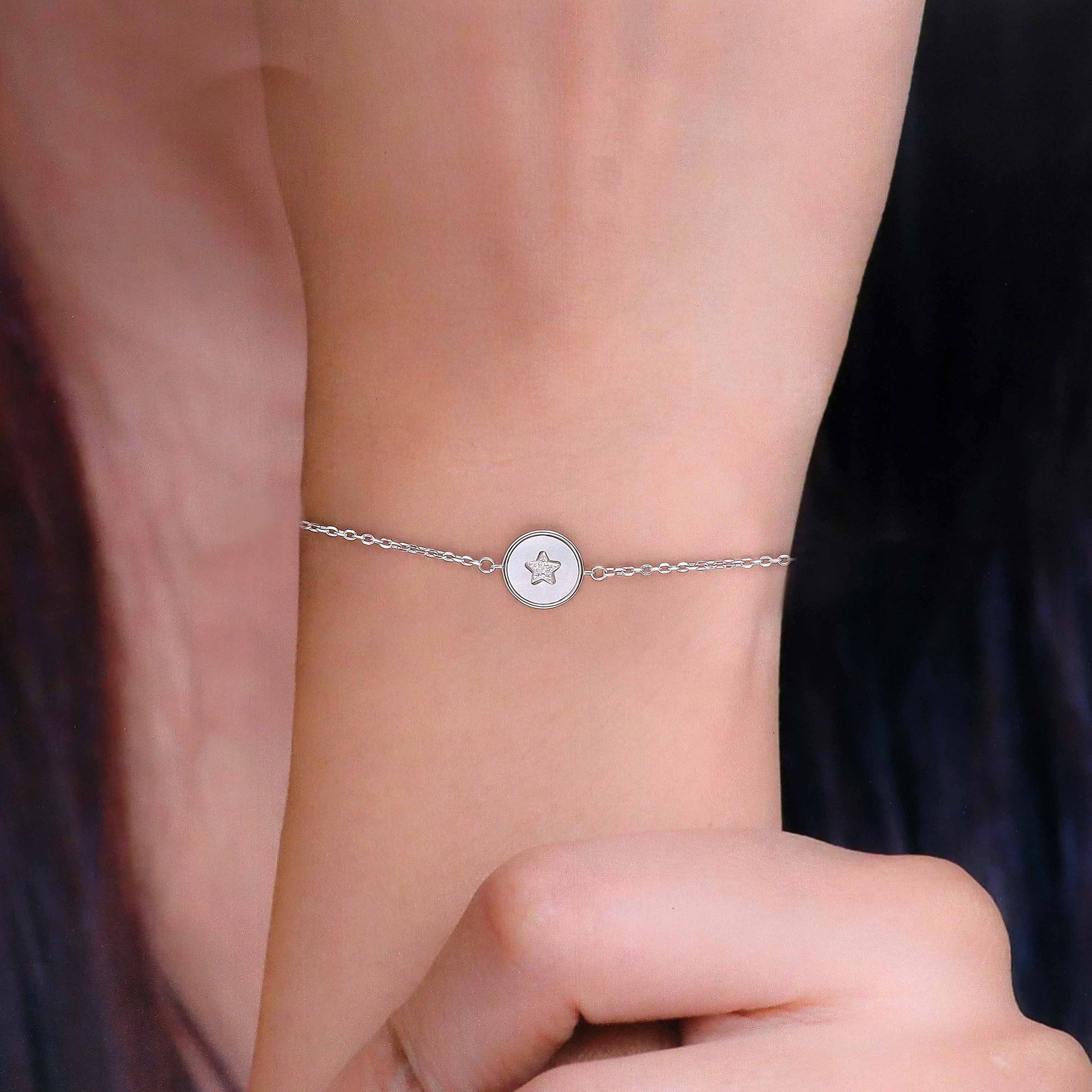 Sterling Silver Zircon Studded Star Bracelet - Image 4