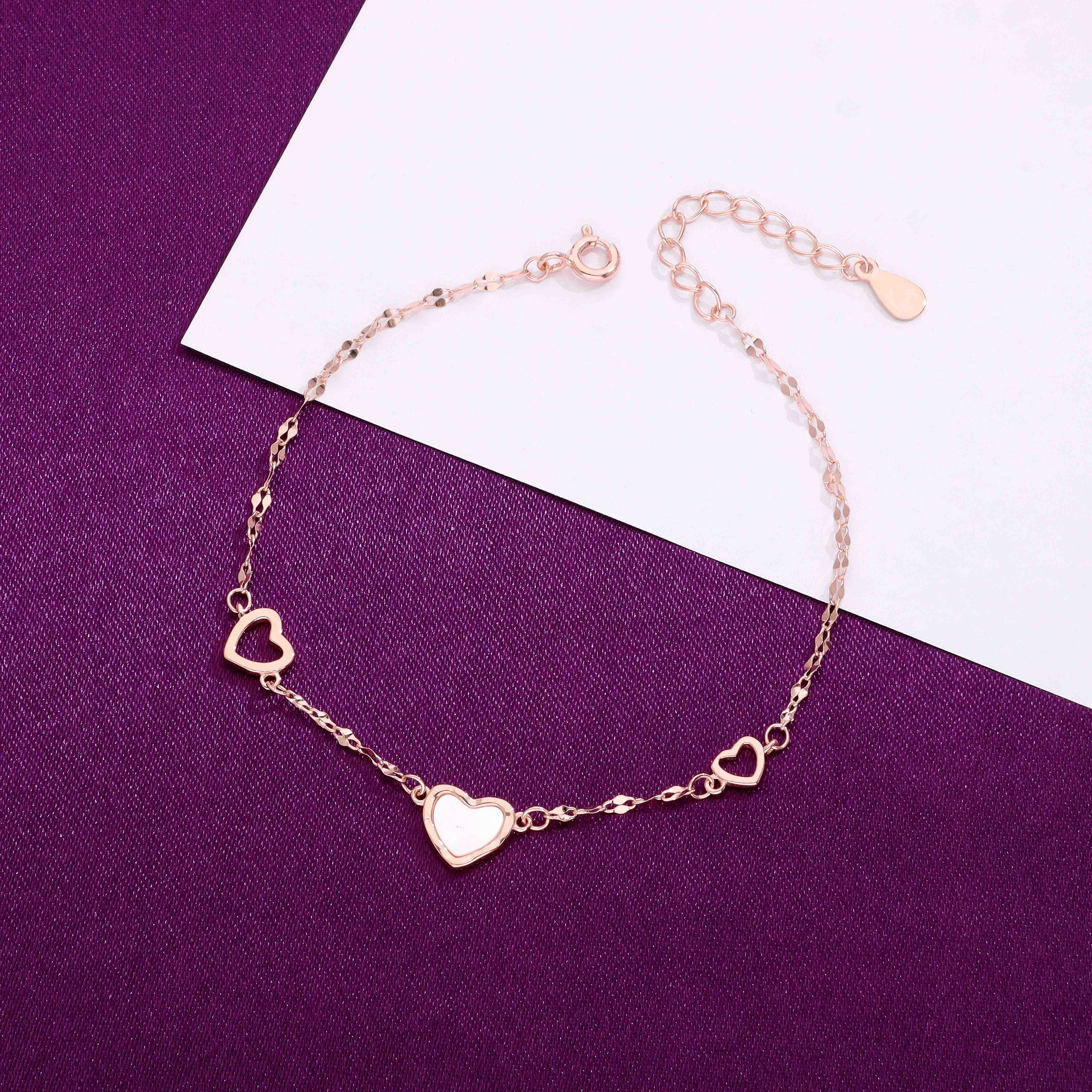 Alluring Heart Charm Silver Causal Bracelet - Image 10