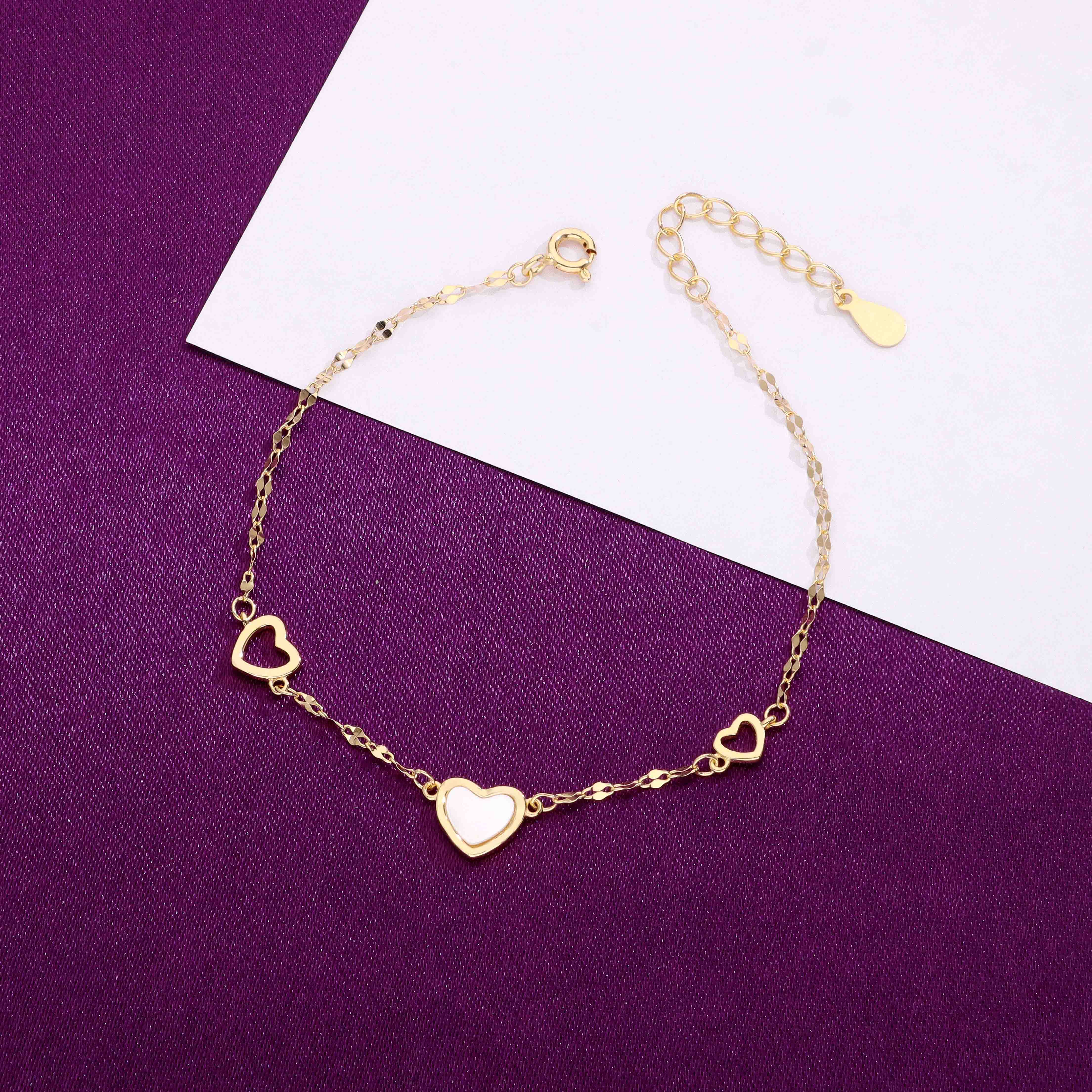 Alluring Heart Charm Silver Causal Bracelet - Image 3