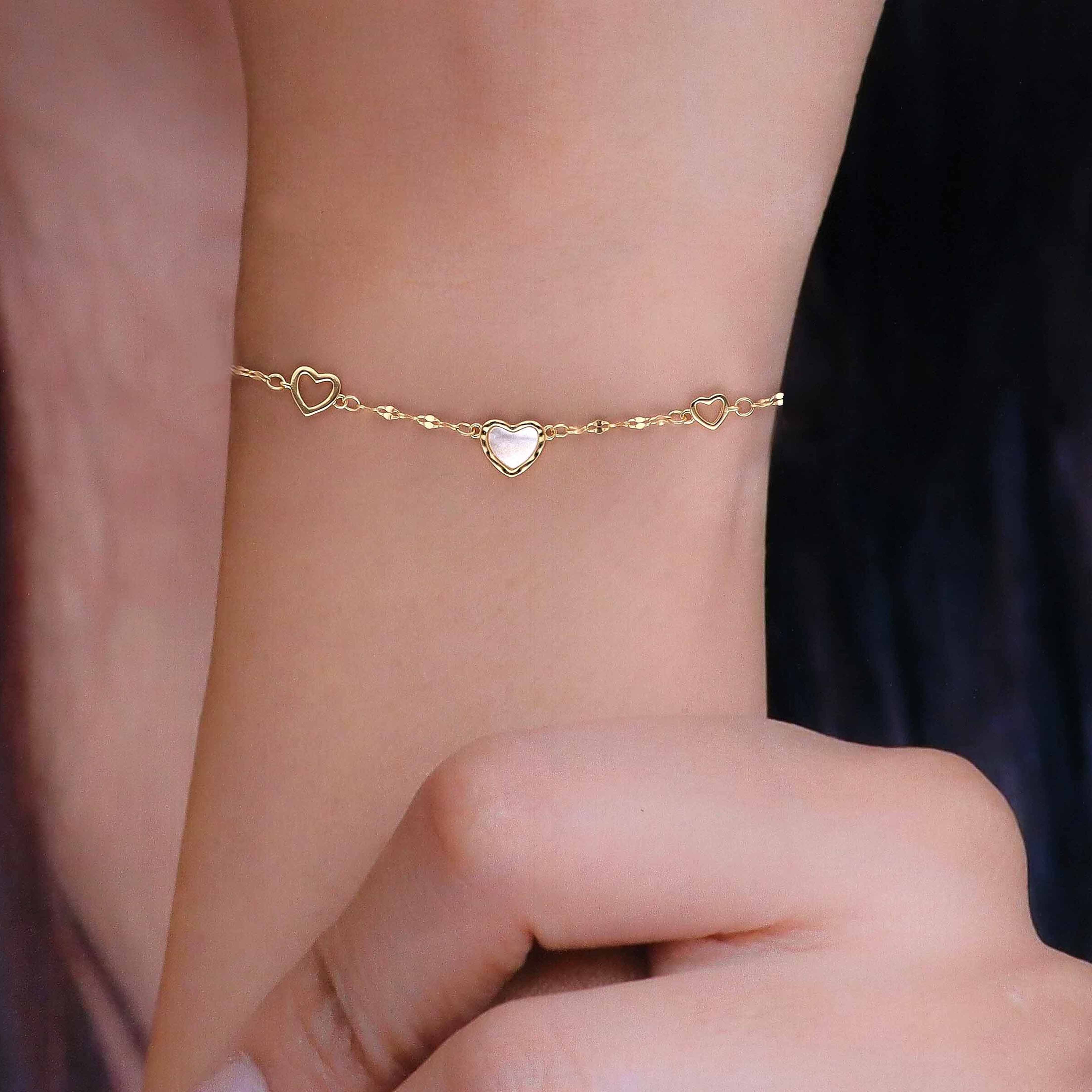 Alluring Heart Charm Silver Causal Bracelet - Image 6