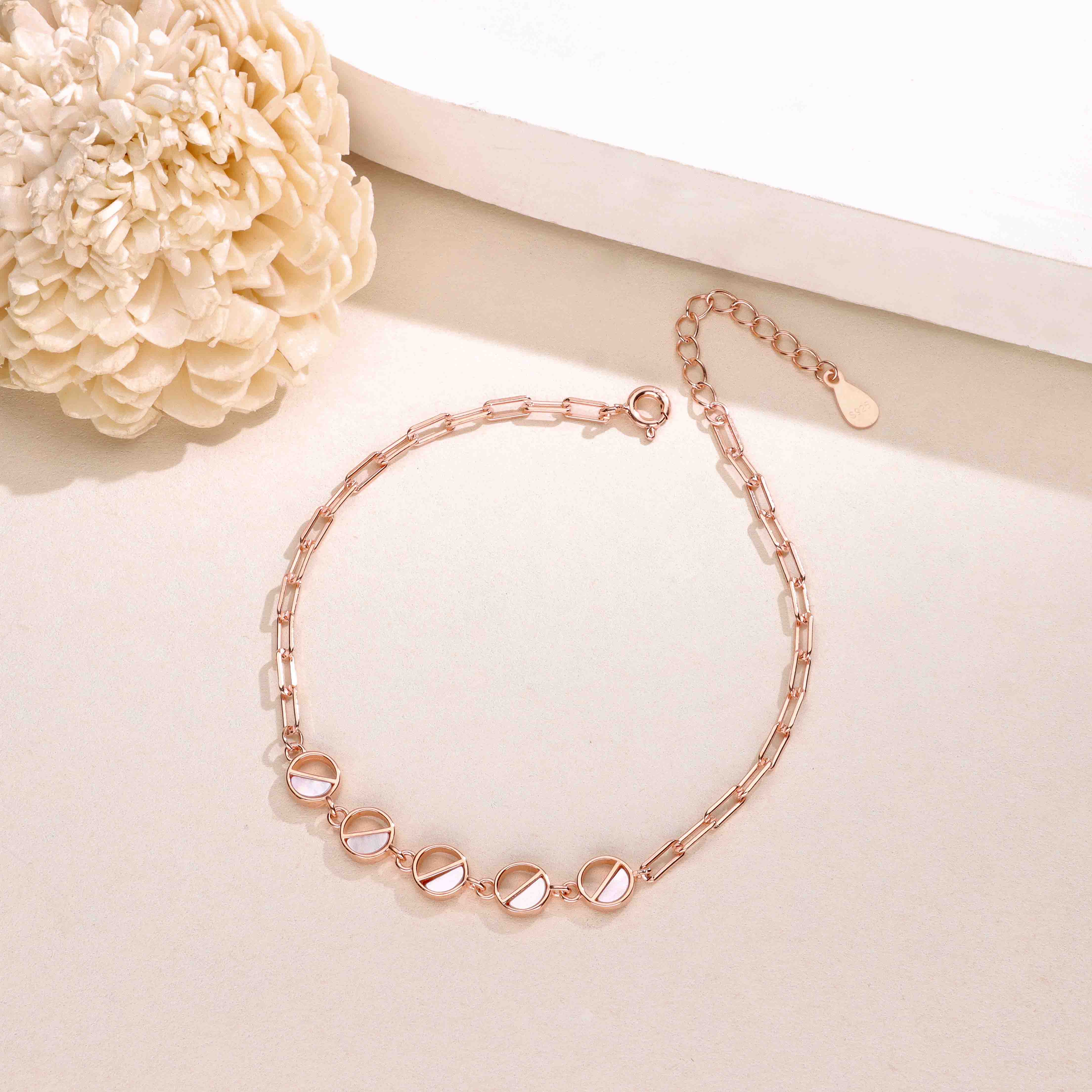 Circular Charms Silver Chain Bracelet - Image 10