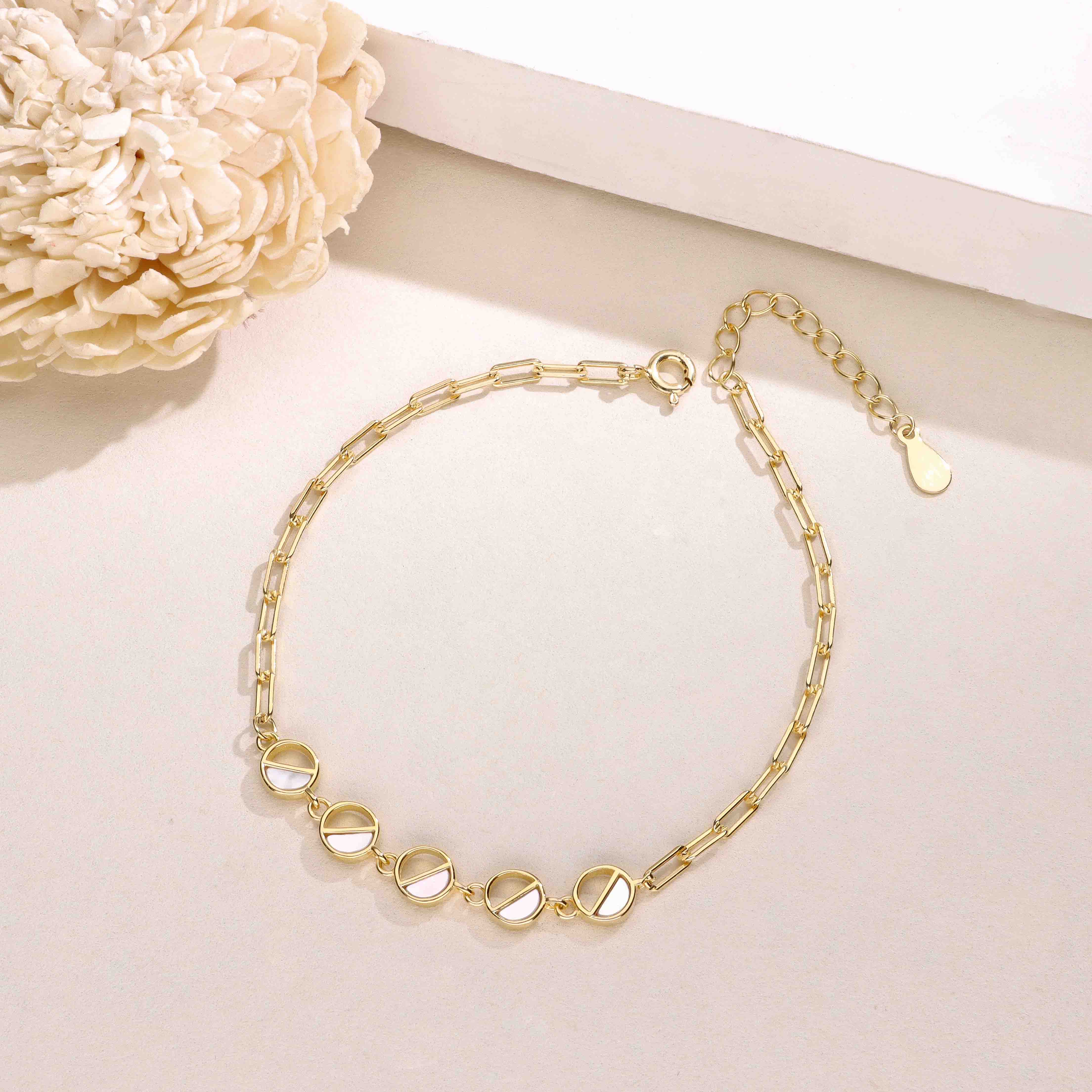 Circular Charms Silver Chain Bracelet - Image 11