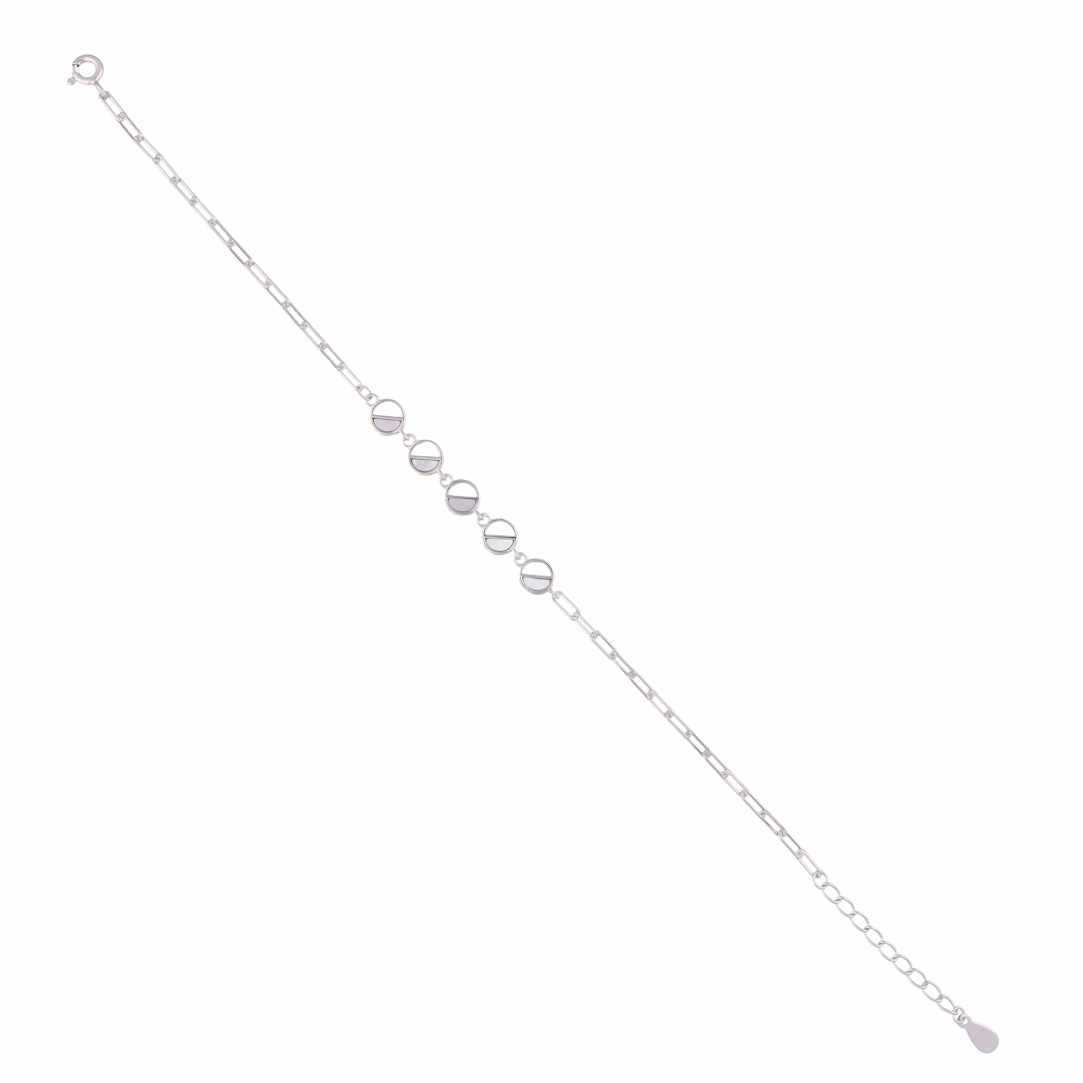 Circular Charms Silver Chain Bracelet - Image 7