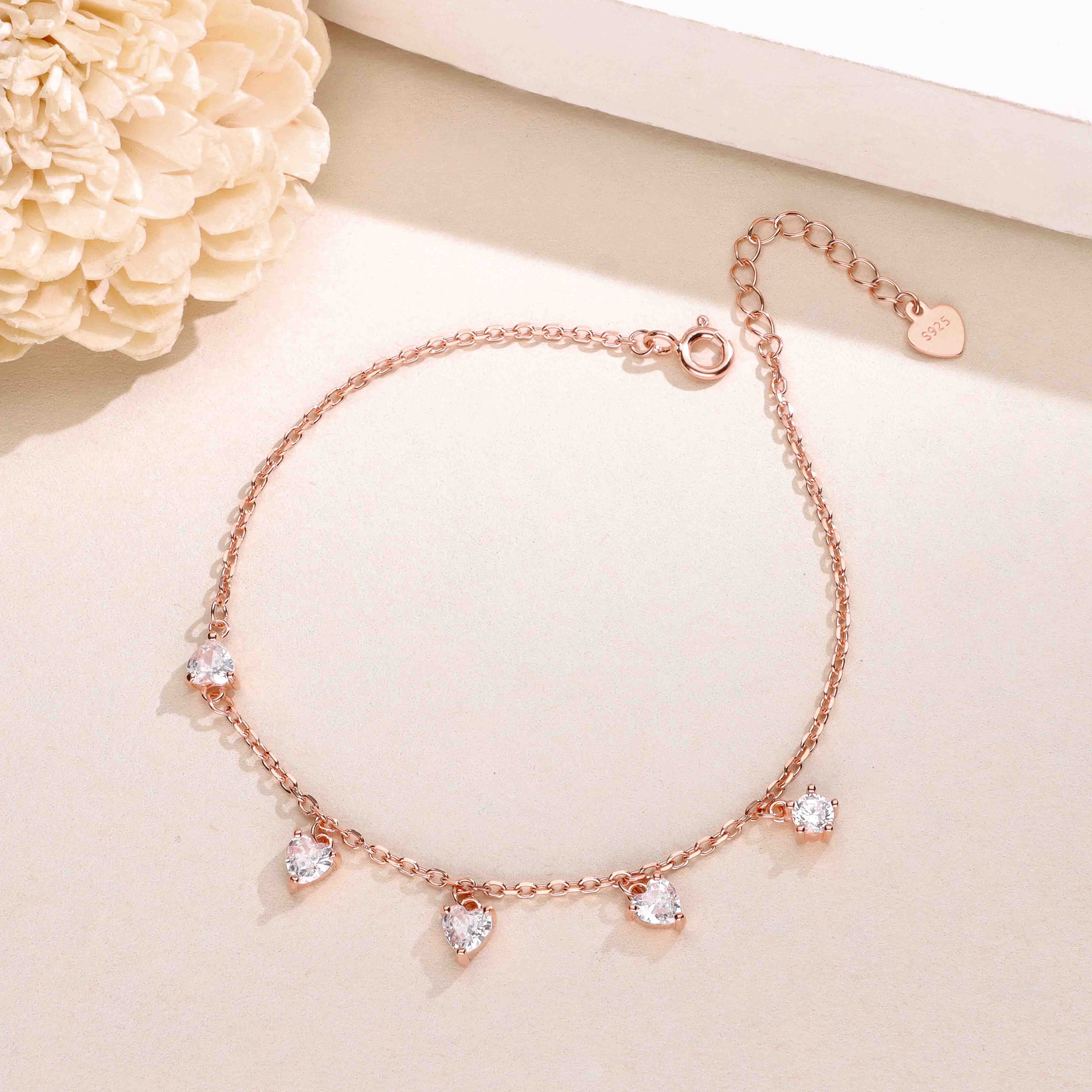 Sparkling Heart Solitaire Charm Bracelet - Image 2