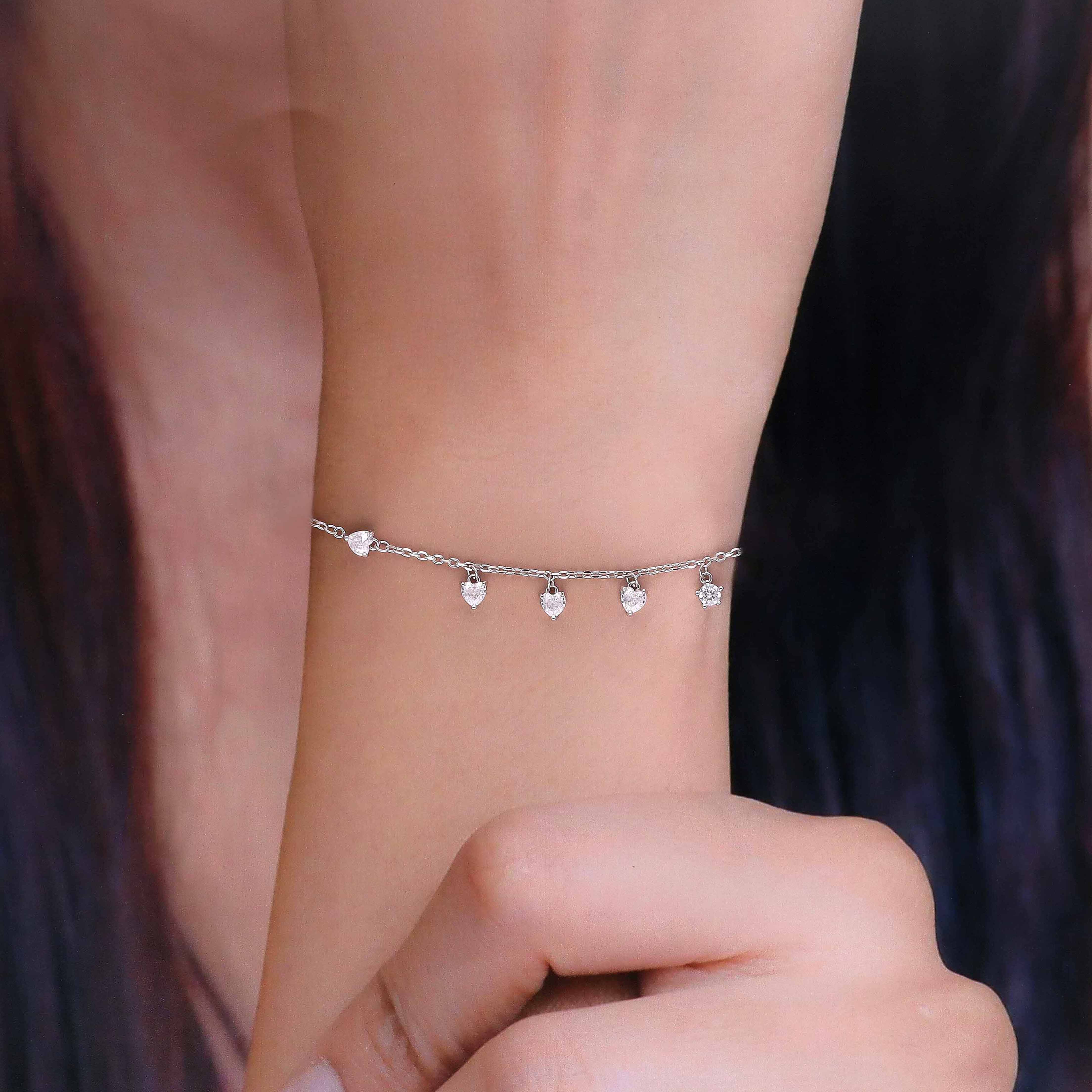 Sparkling Heart Solitaire Charm Bracelet - Image 4