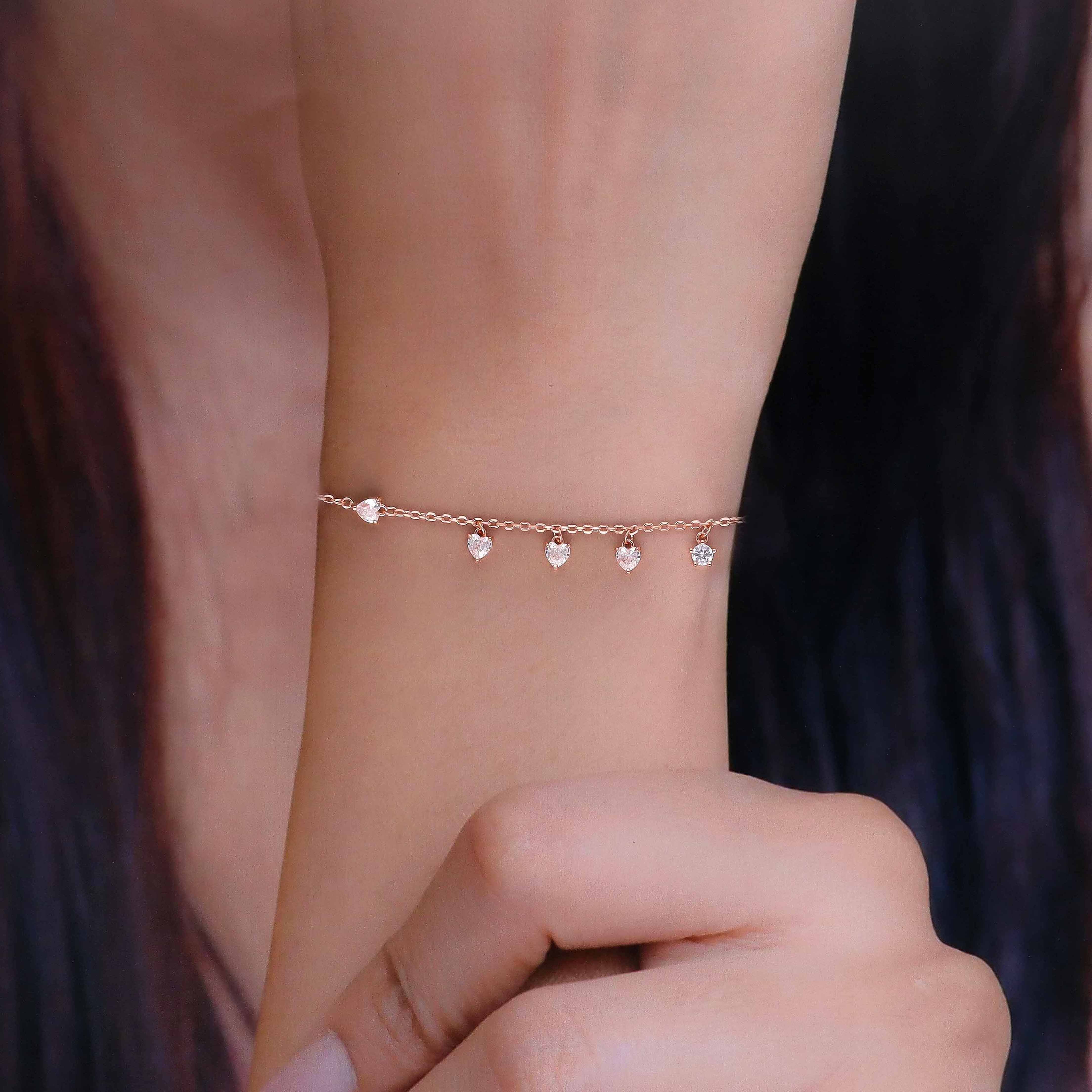 Sparkling Heart Solitaire Charm Bracelet - Image 5