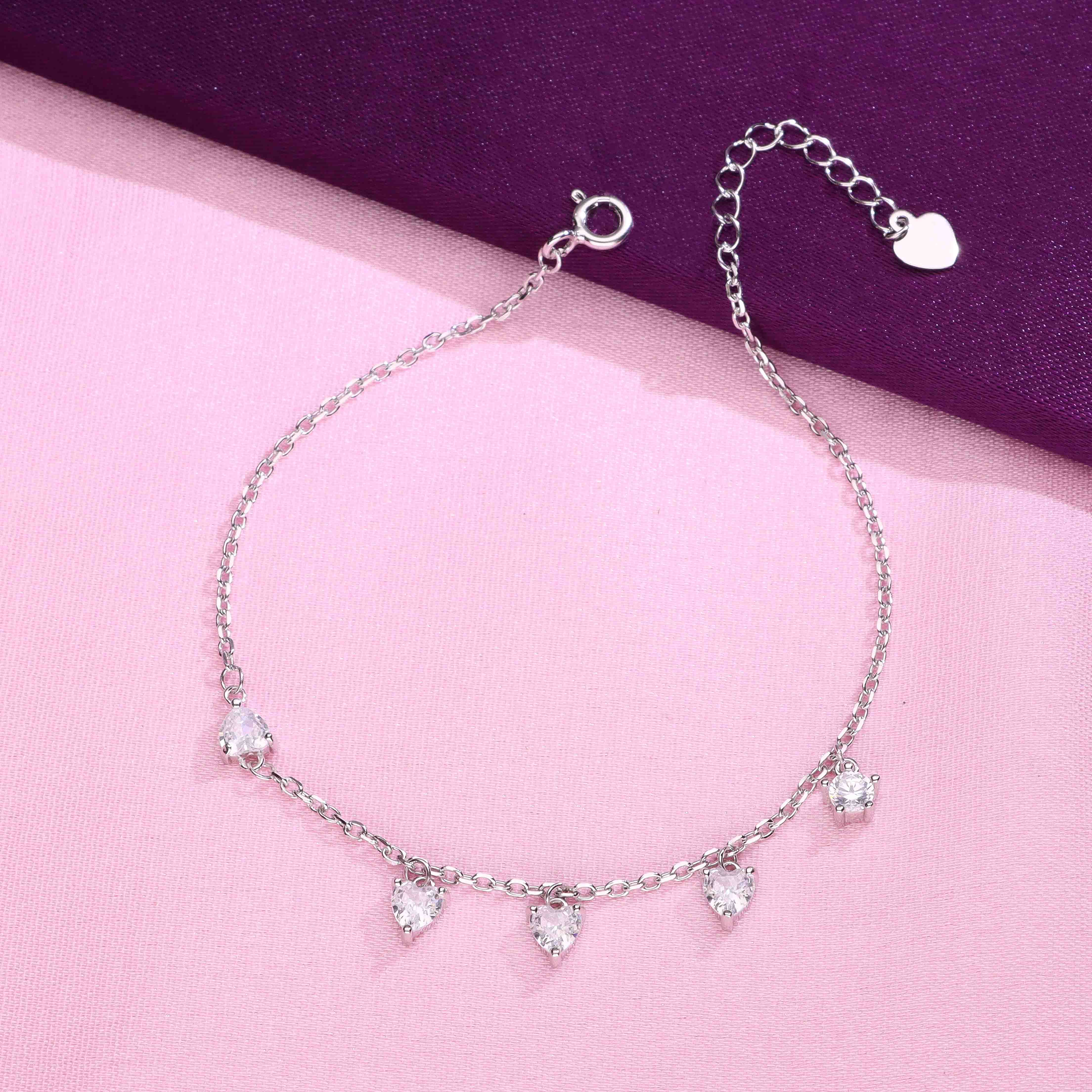 Sparkling Heart Solitaire Charm Bracelet - Image 9