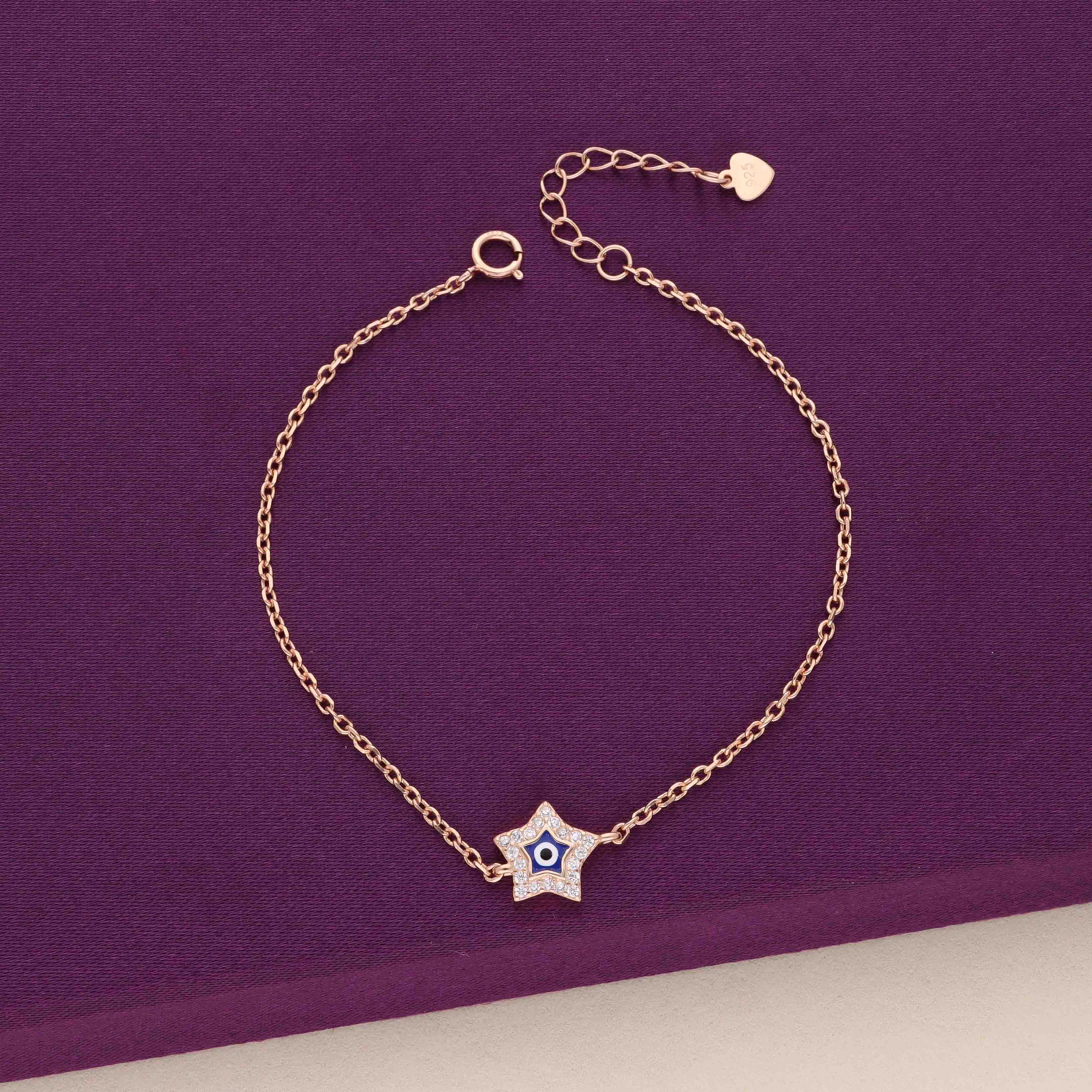 Minimalistic Star Evil Eye Silver Bracelet - Image 2