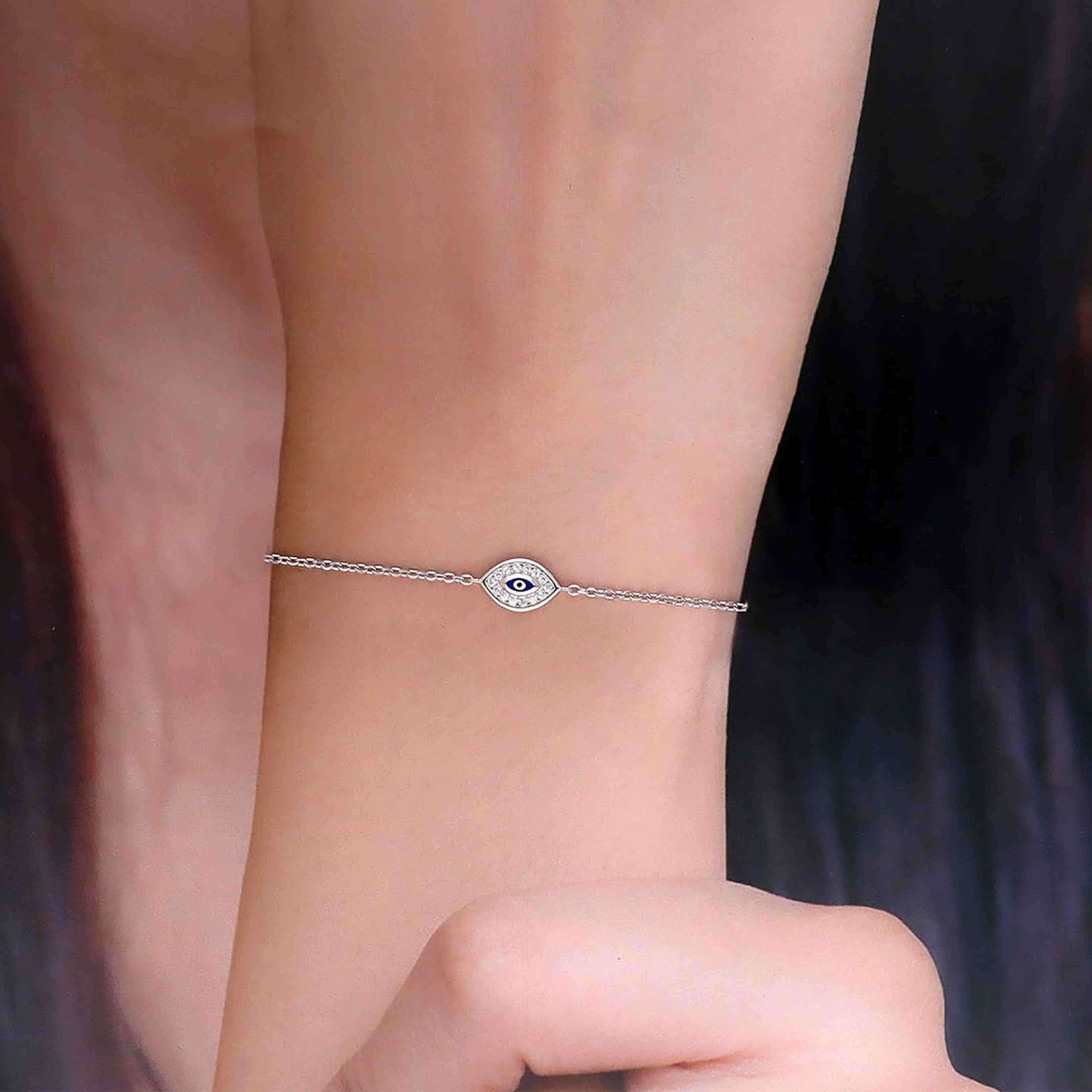 Sterling Evil Eye Zircon Evil Eye Bracelet - Image 3