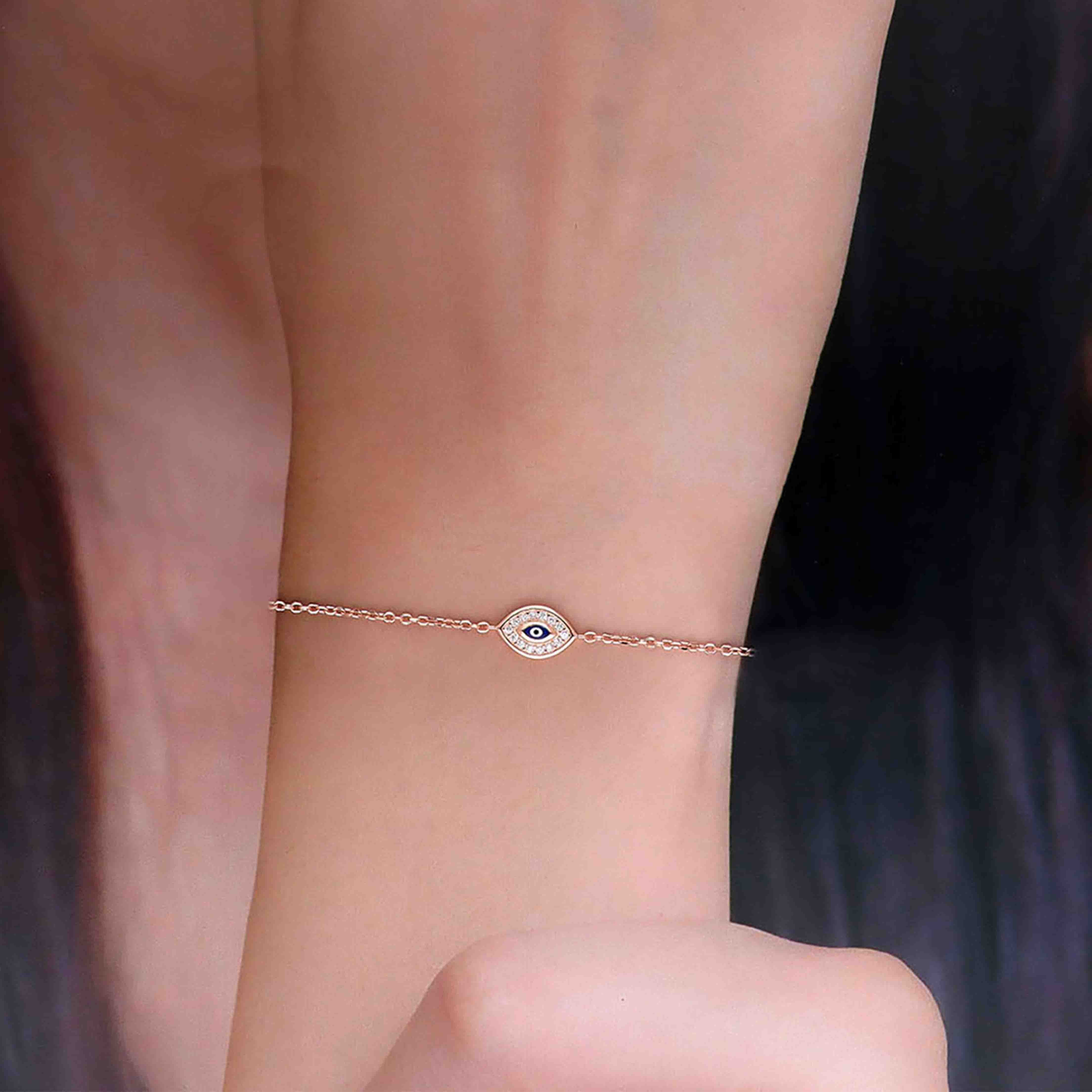 Sterling Evil Eye Zircon Evil Eye Bracelet - Image 4