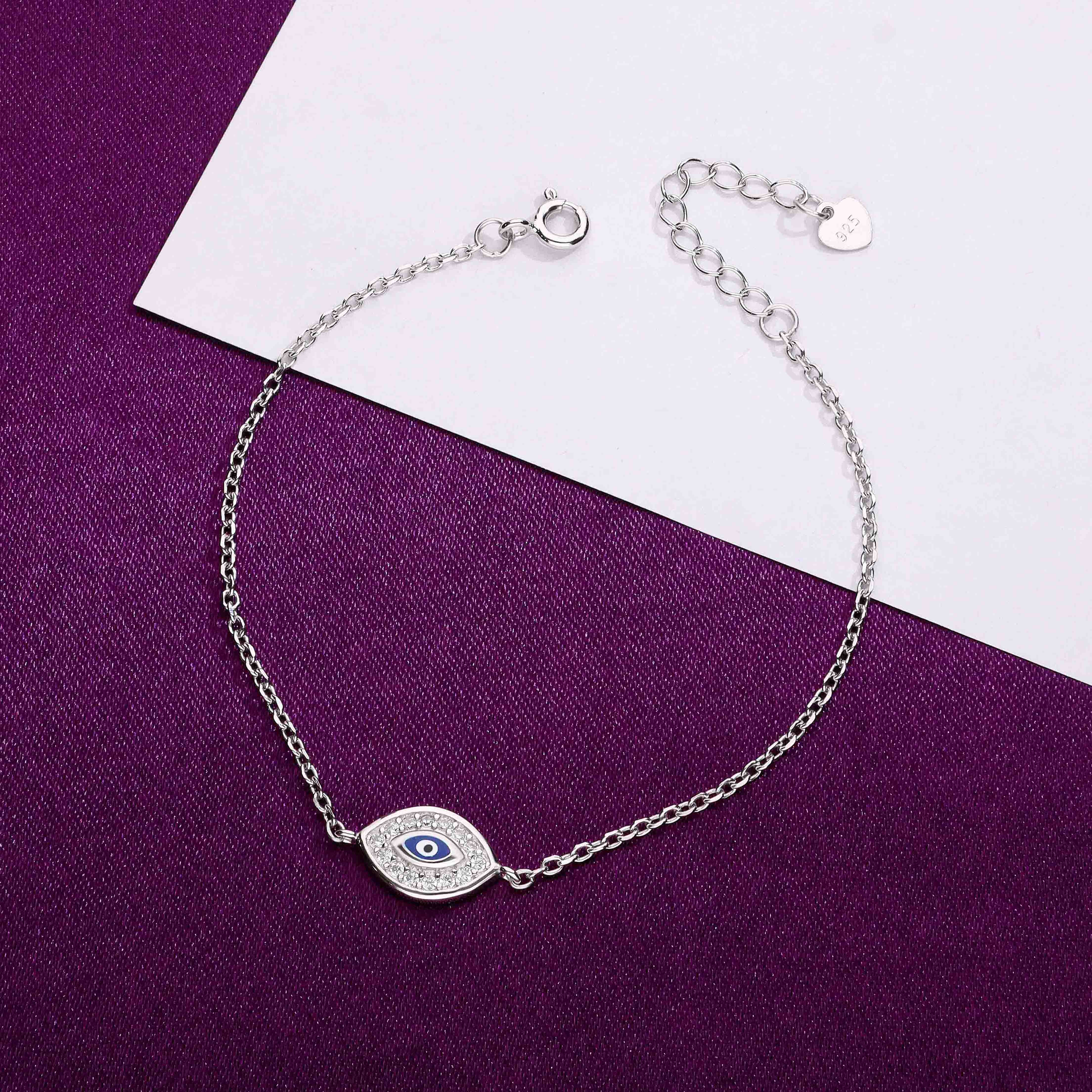 Sterling Evil Eye Zircon Evil Eye Bracelet - Image 7