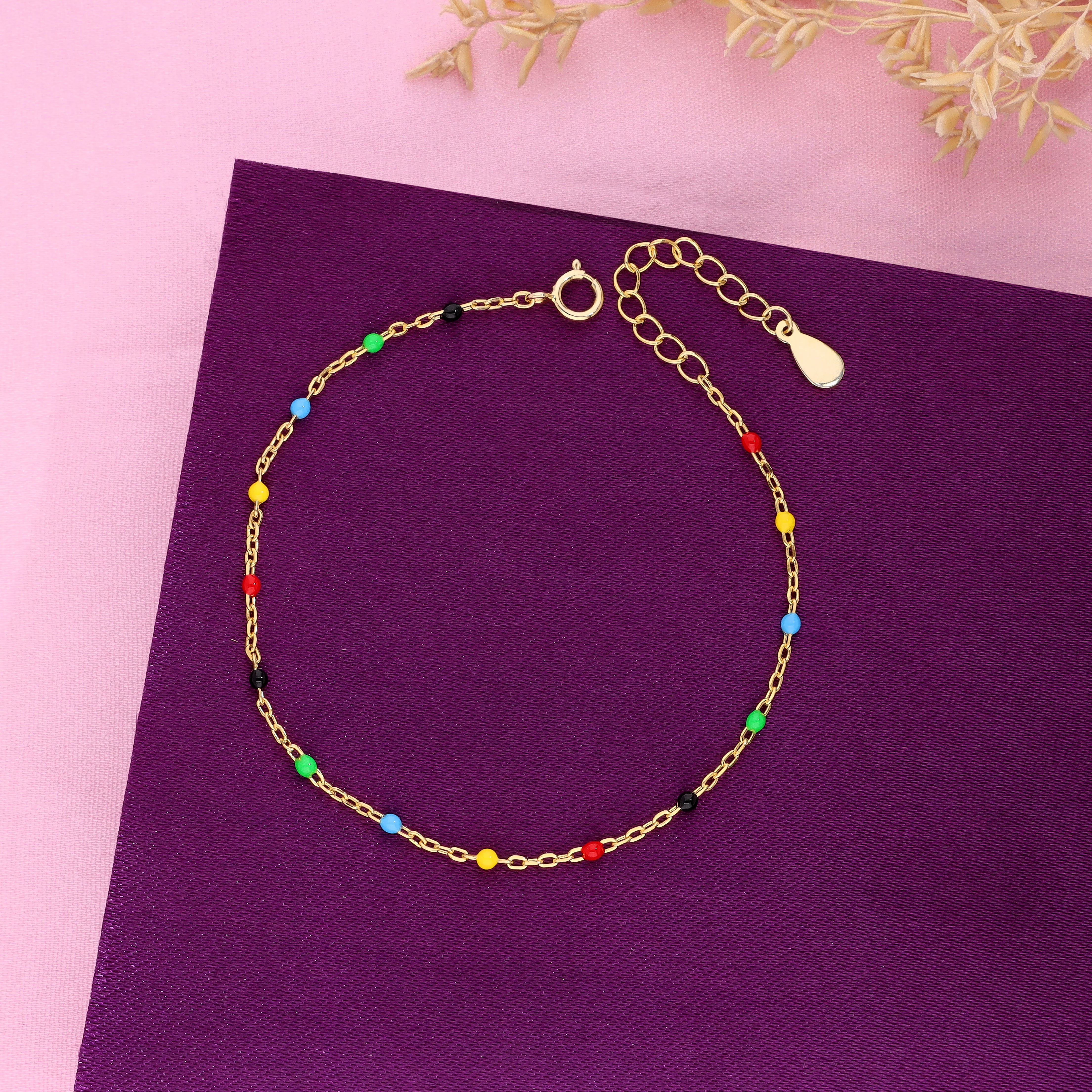 Silver TRENDY MULTI COLOUR BEADS Bracelet - Image 3