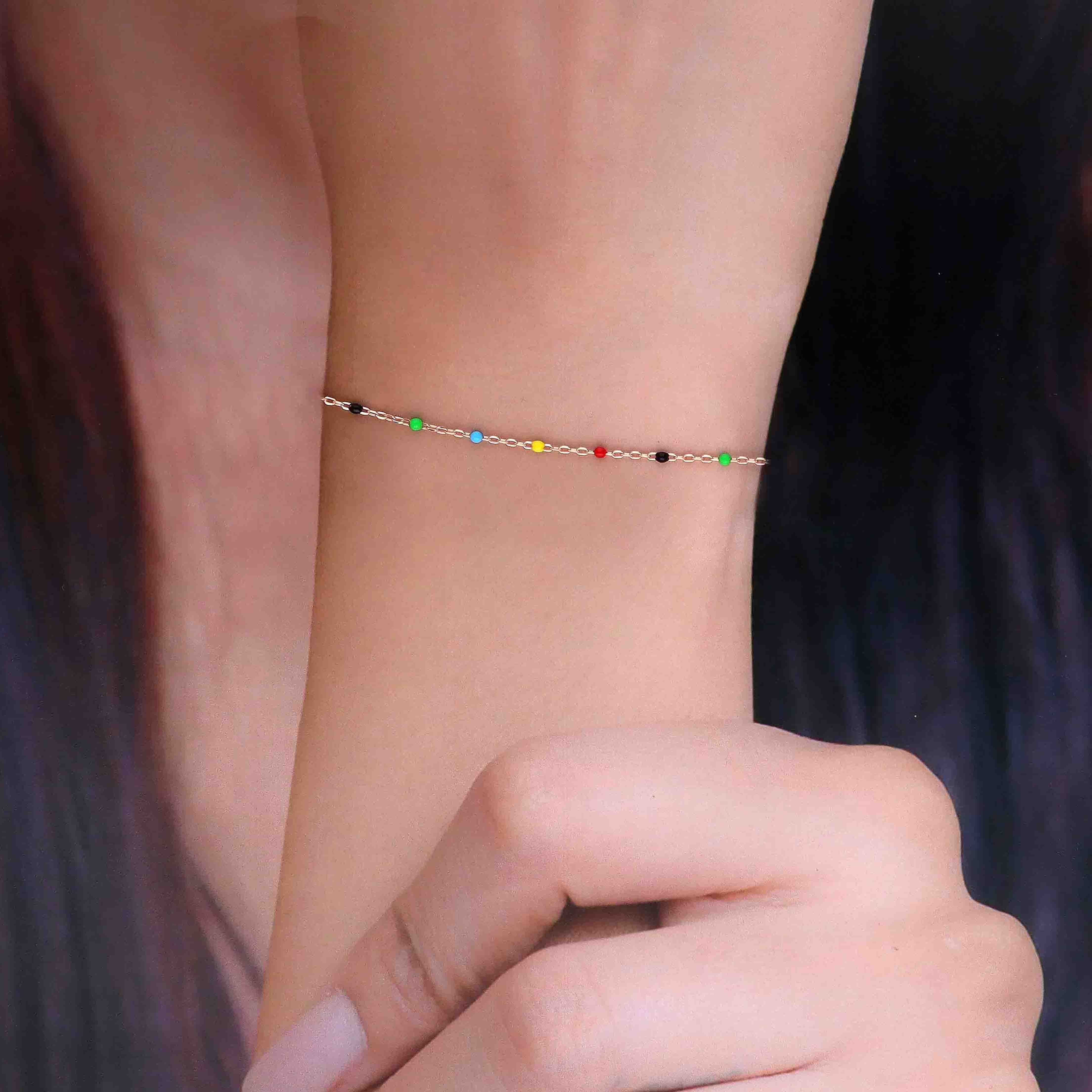 Silver TRENDY MULTI COLOUR BEADS Bracelet - Image 5