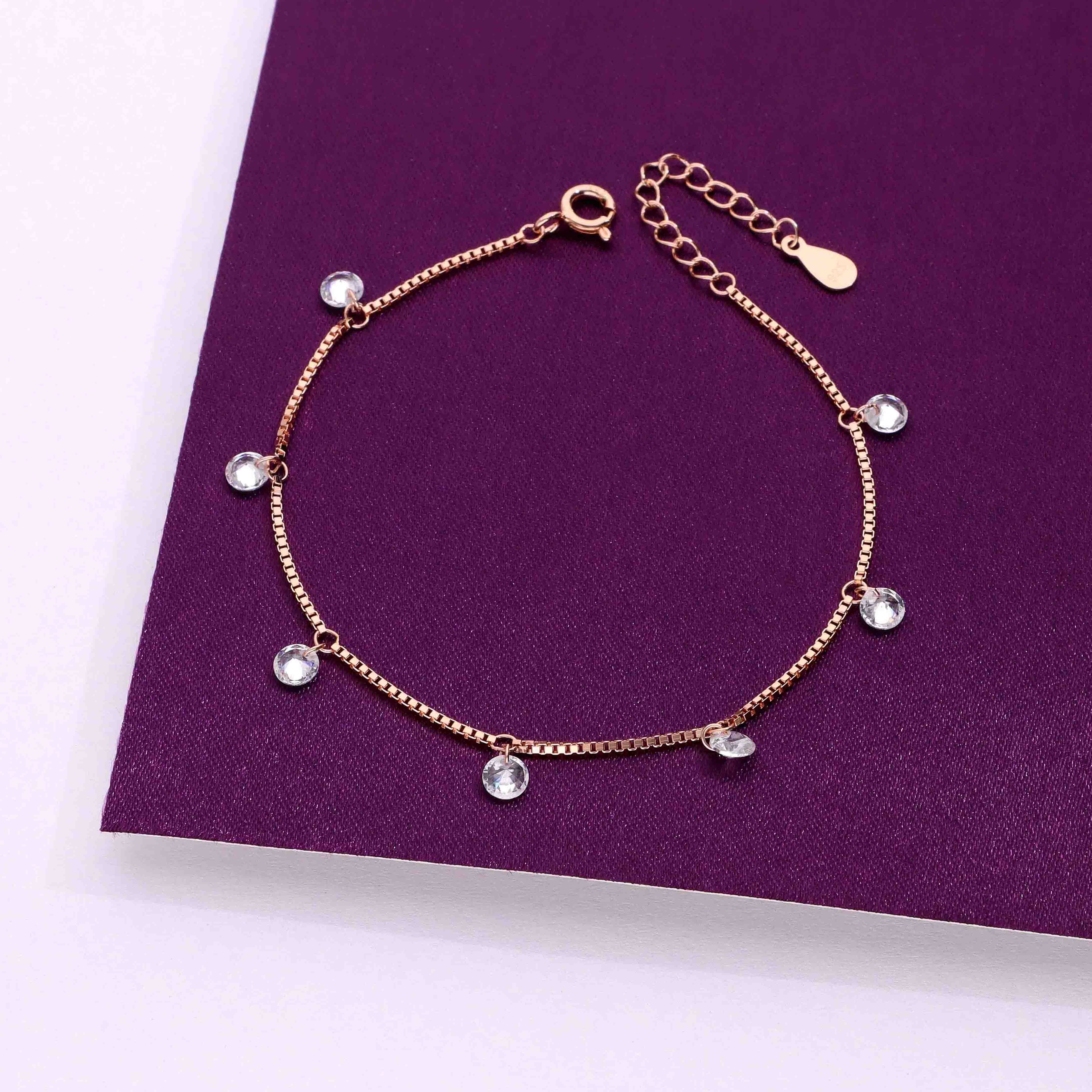 Minimalist 925 Sterling Silver Charm Drop Bracelet - Image 2