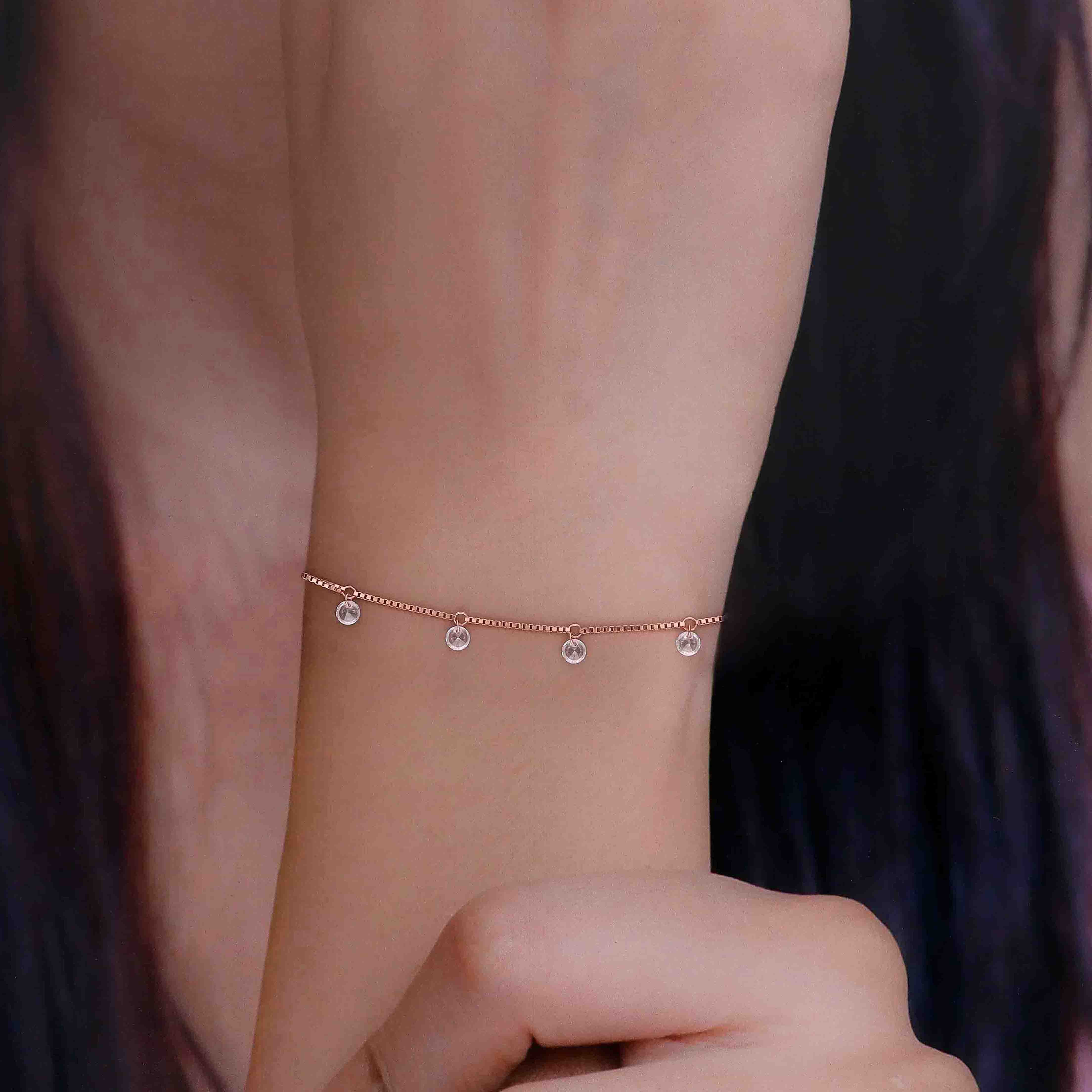 Minimalist 925 Sterling Silver Charm Drop Bracelet - Image 4