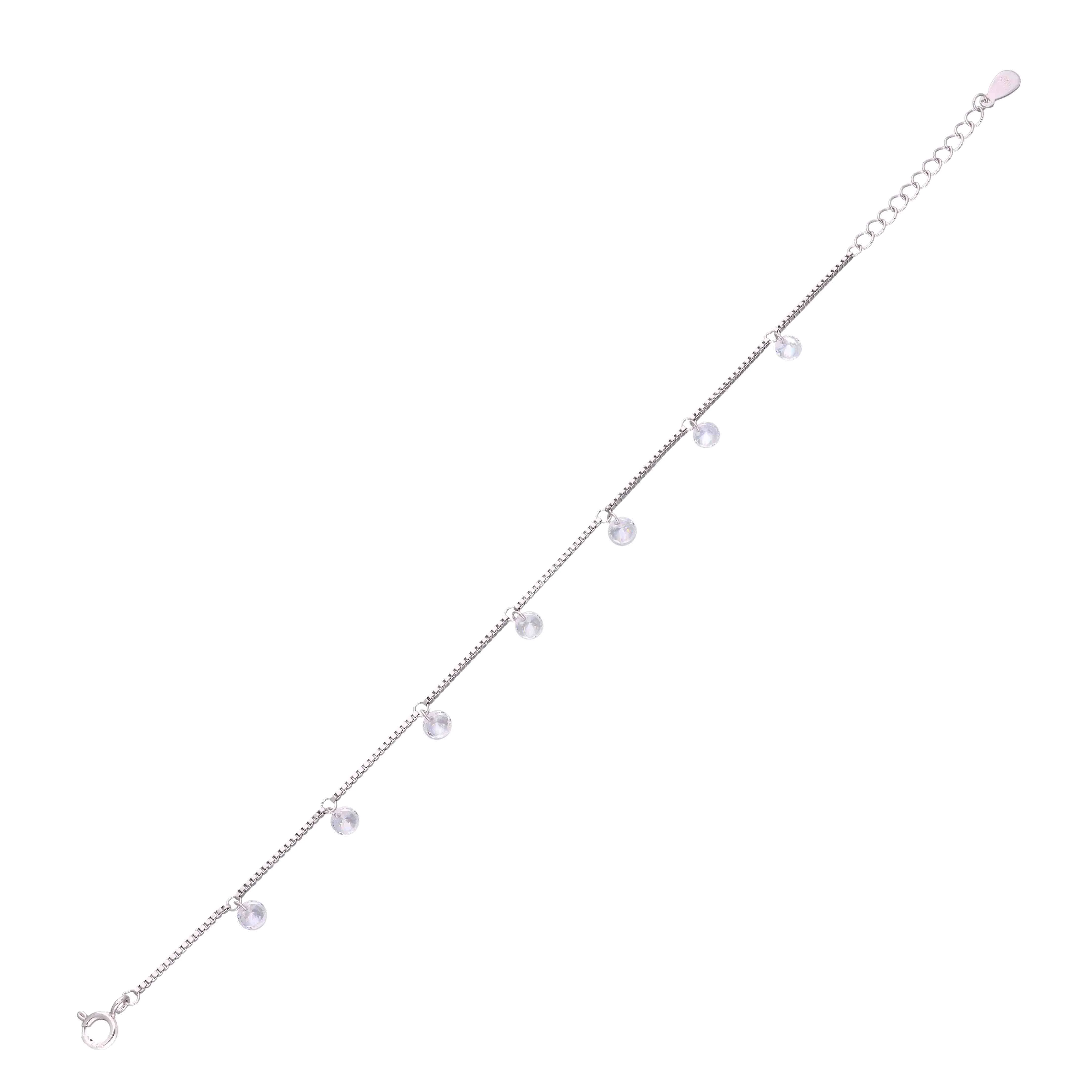 Minimalist 925 Sterling Silver Charm Drop Bracelet - Image 5