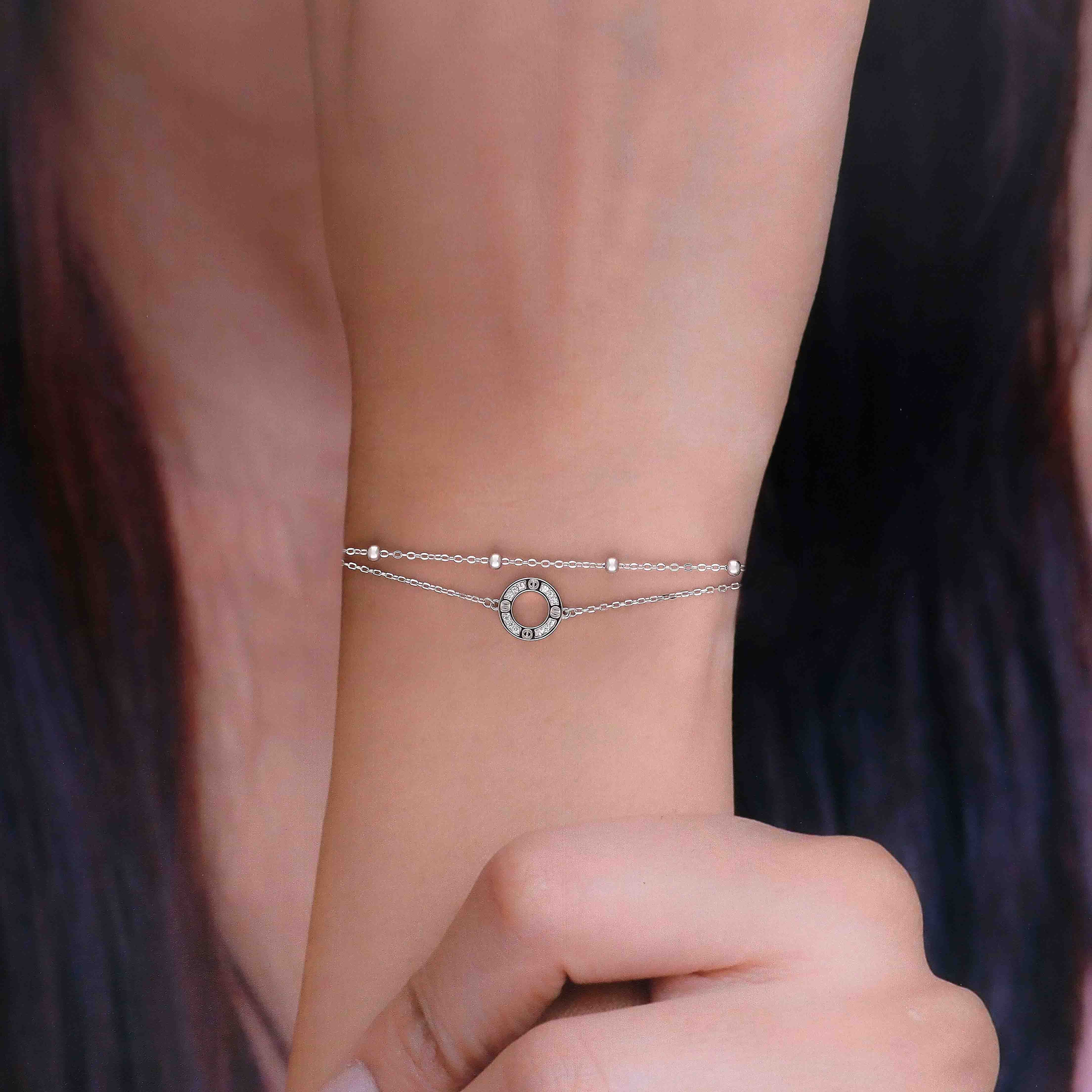 Sterling Silver Circle Charm Bracelet - Image 2