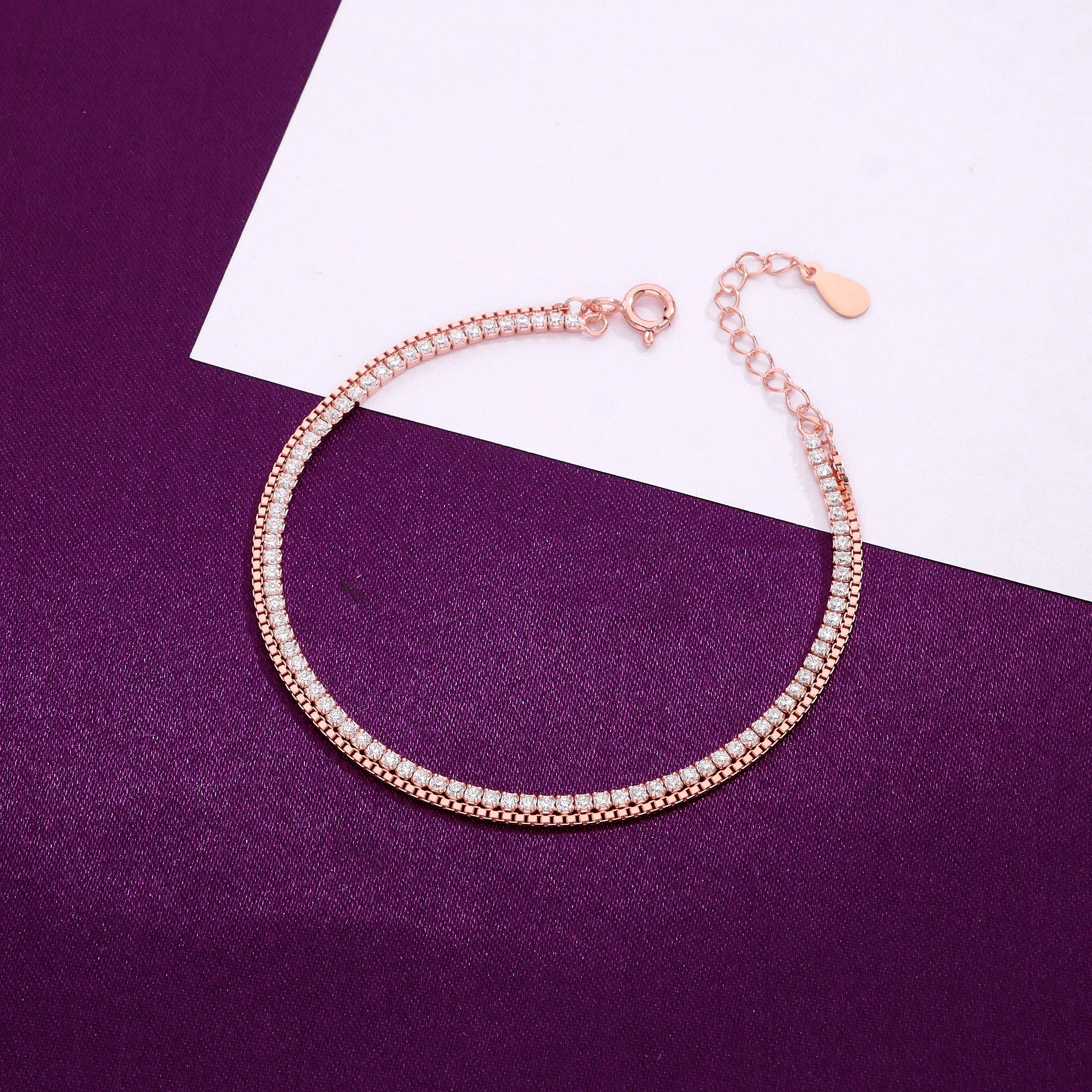 Sterling Silver Double Layer Tennis Bracelet - Image 2