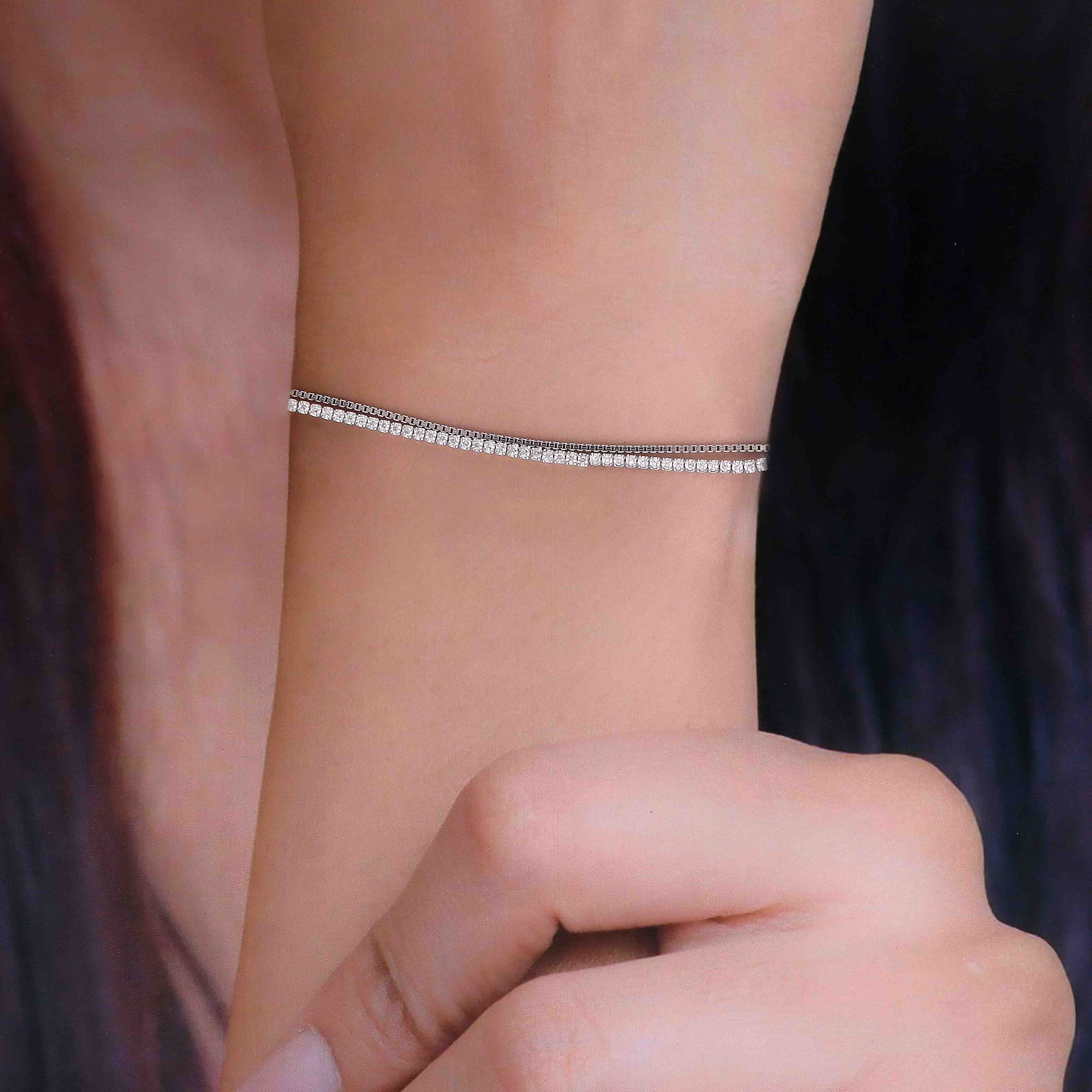 Sterling Silver Double Layer Tennis Bracelet - Image 3