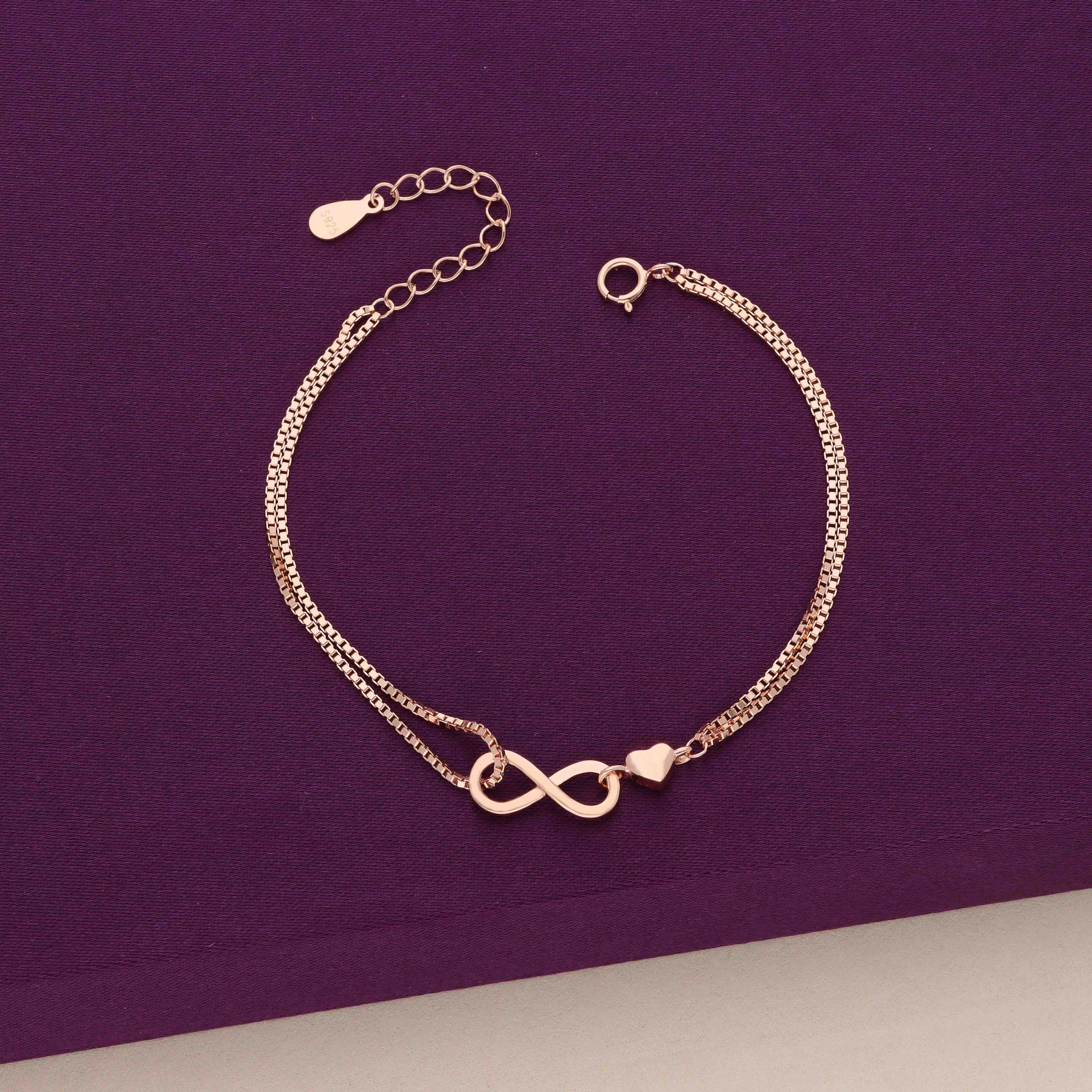 Silver Heart Charm Infinity Bracelet - Image 2