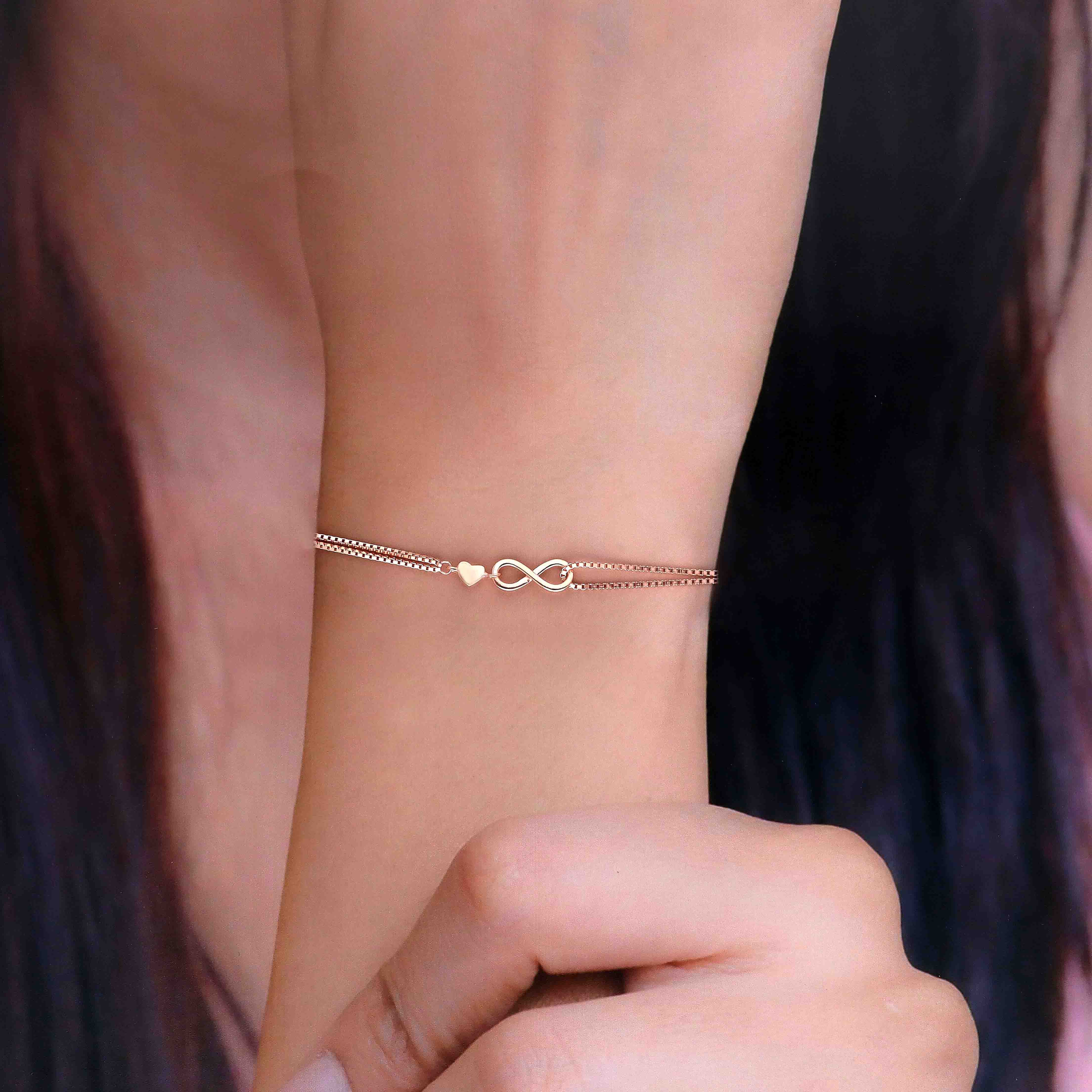 Silver Heart Charm Infinity Bracelet - Image 4