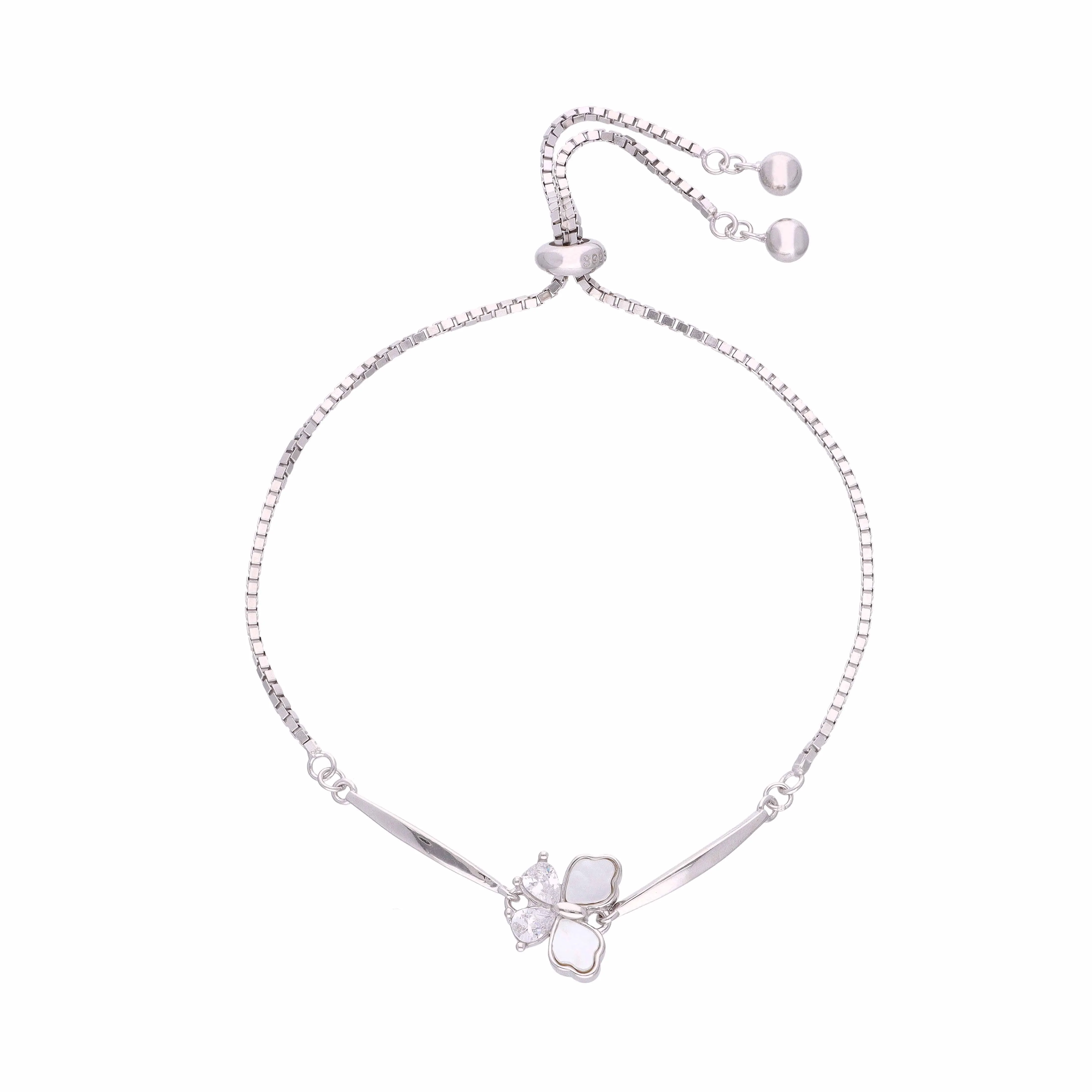 Sterling Silver Mother Of Pearl Butterfly Bracelet - Image 3