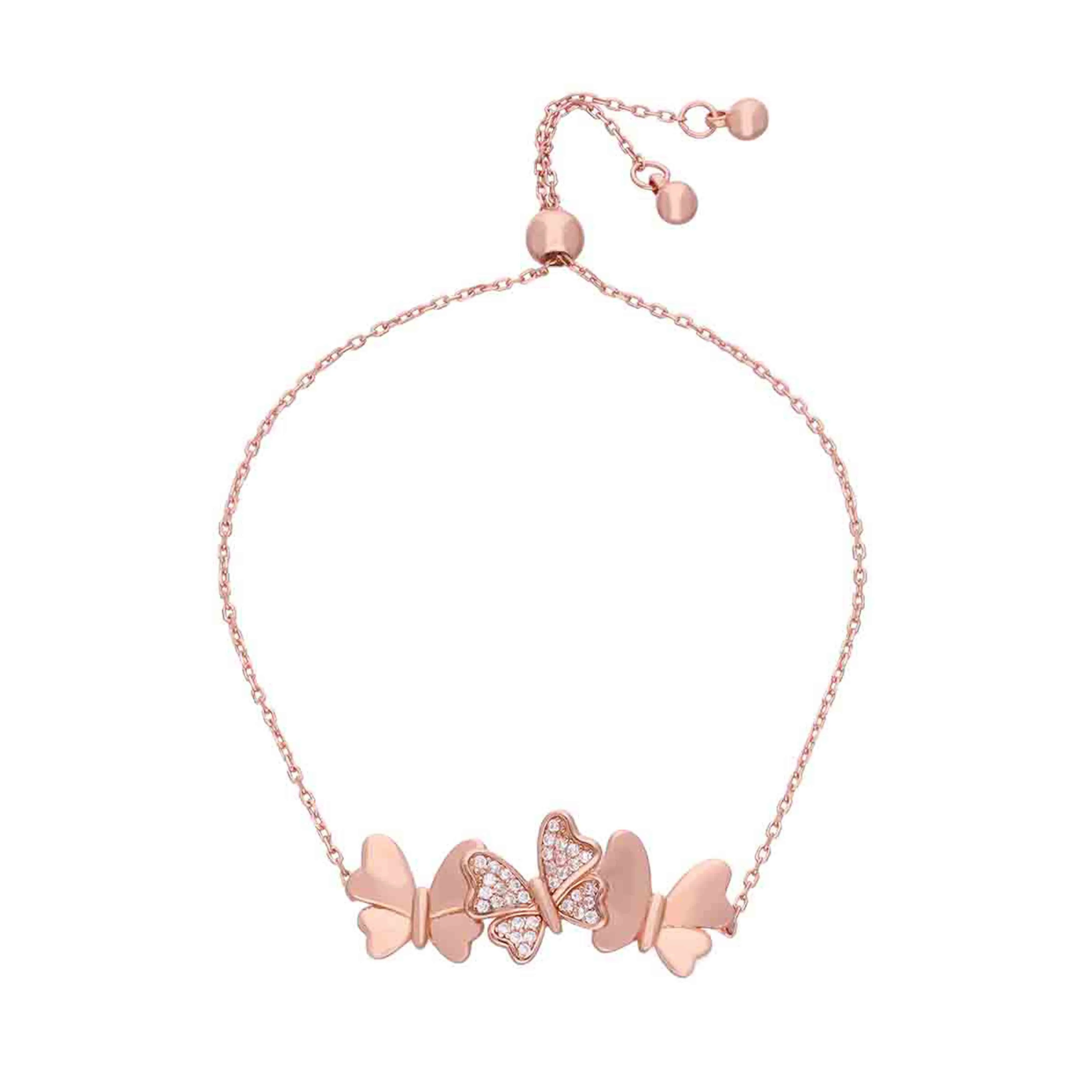 Sterling Silver Zircon Studded Butterfly Bracelet - Image 4