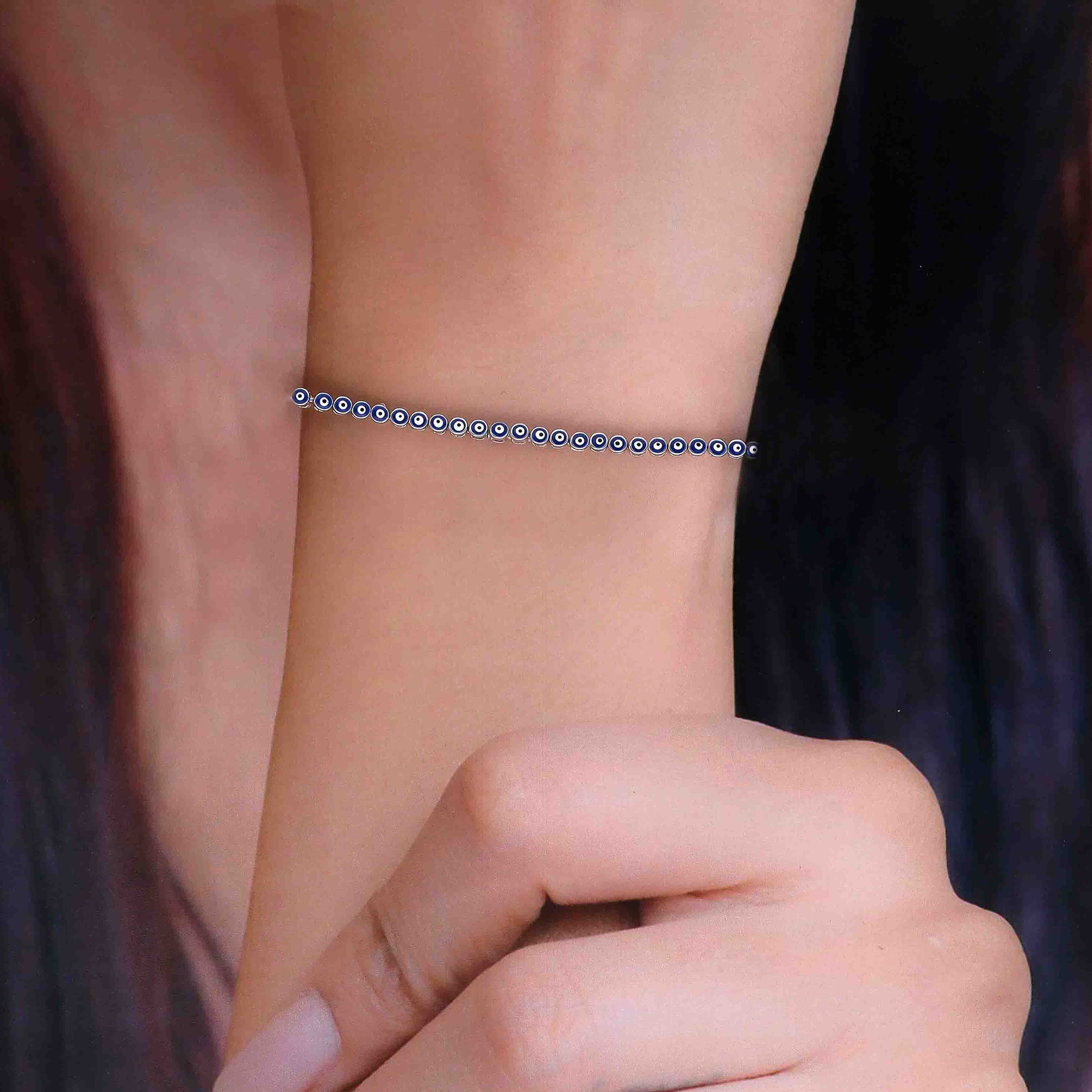 Sterling Silver Elegant Evil Eye Bracelet - Image 2