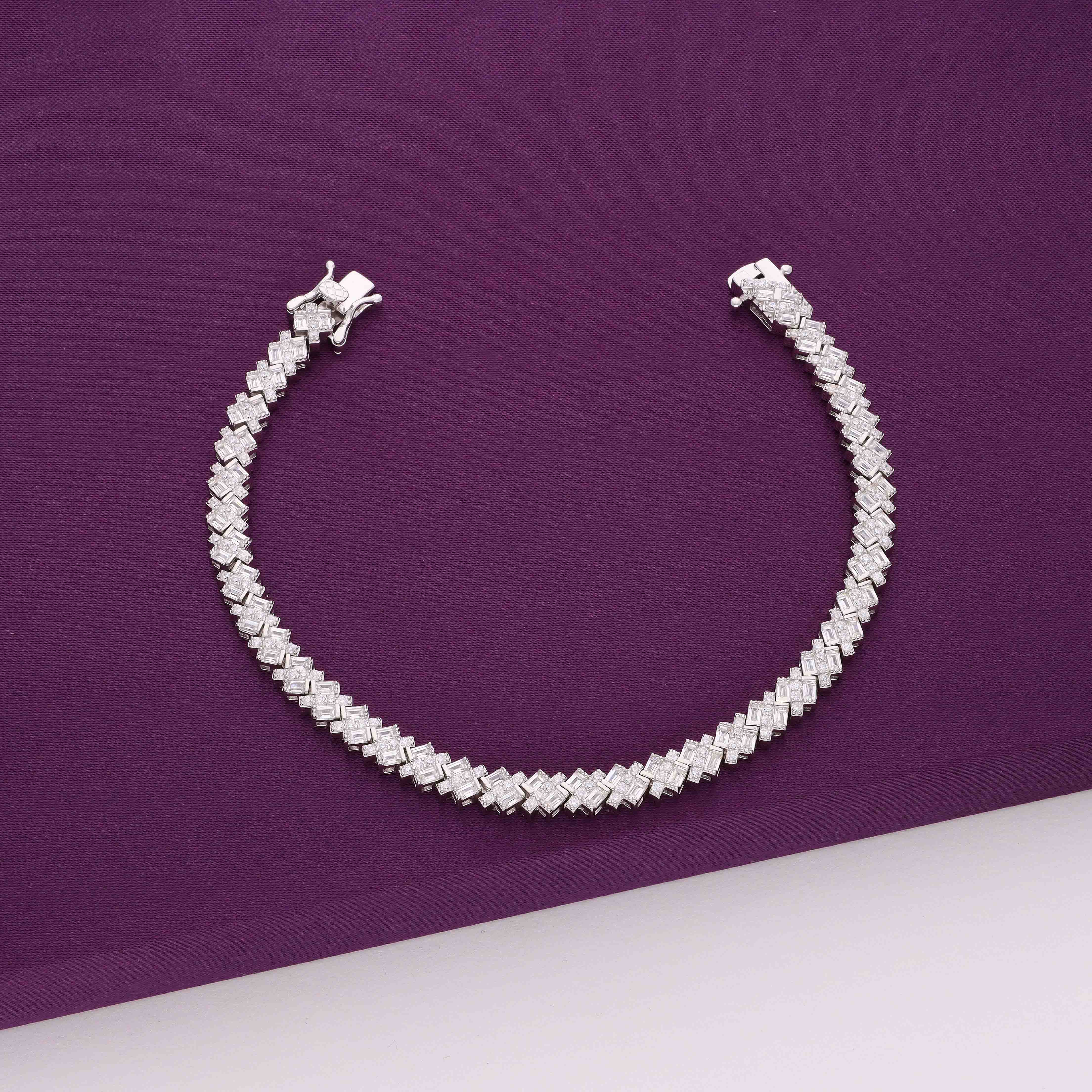 Charming Cuban Cut Zircon Silver Tennis Bracelet - Image 3