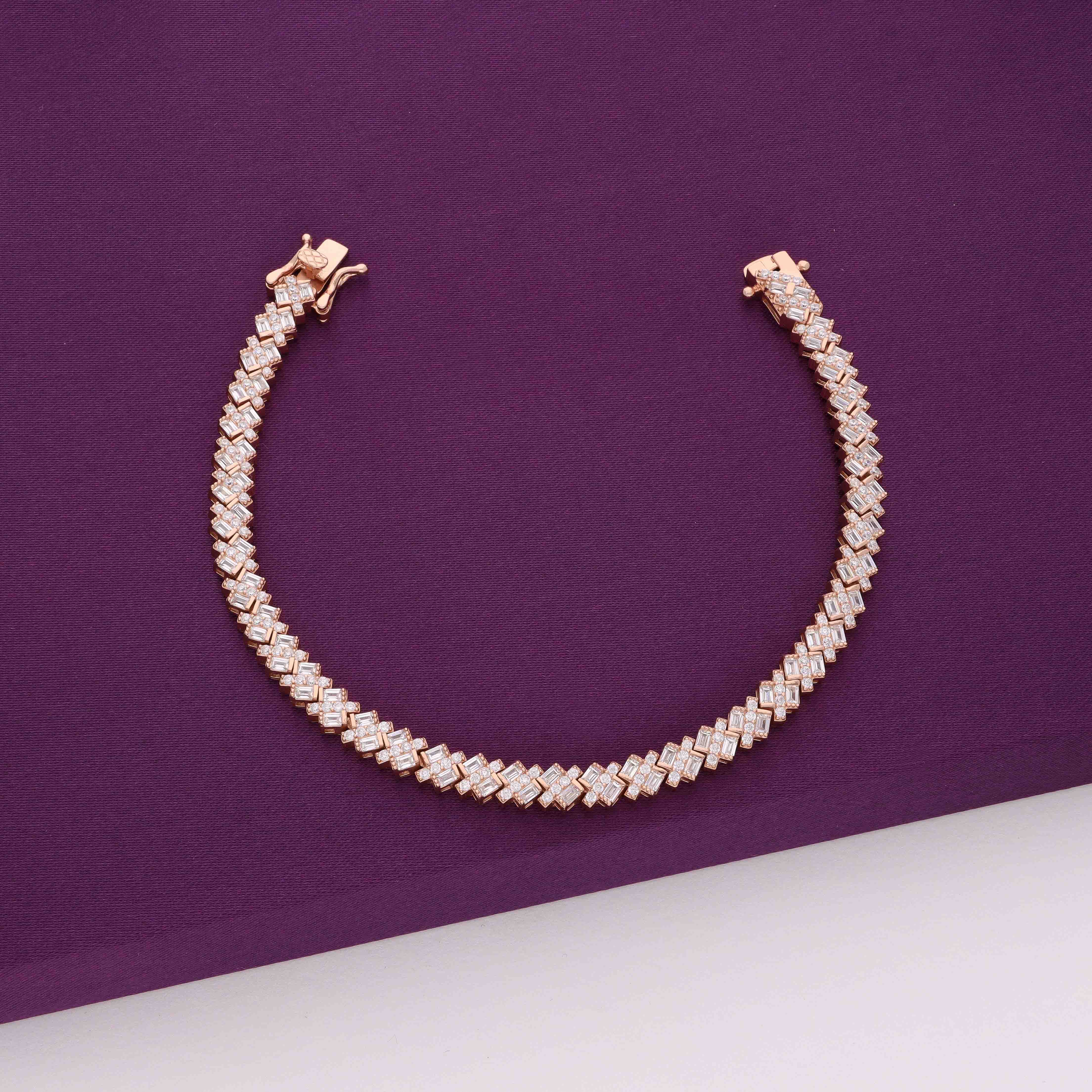 Charming Cuban Cut Zircon Silver Tennis Bracelet - Image 4
