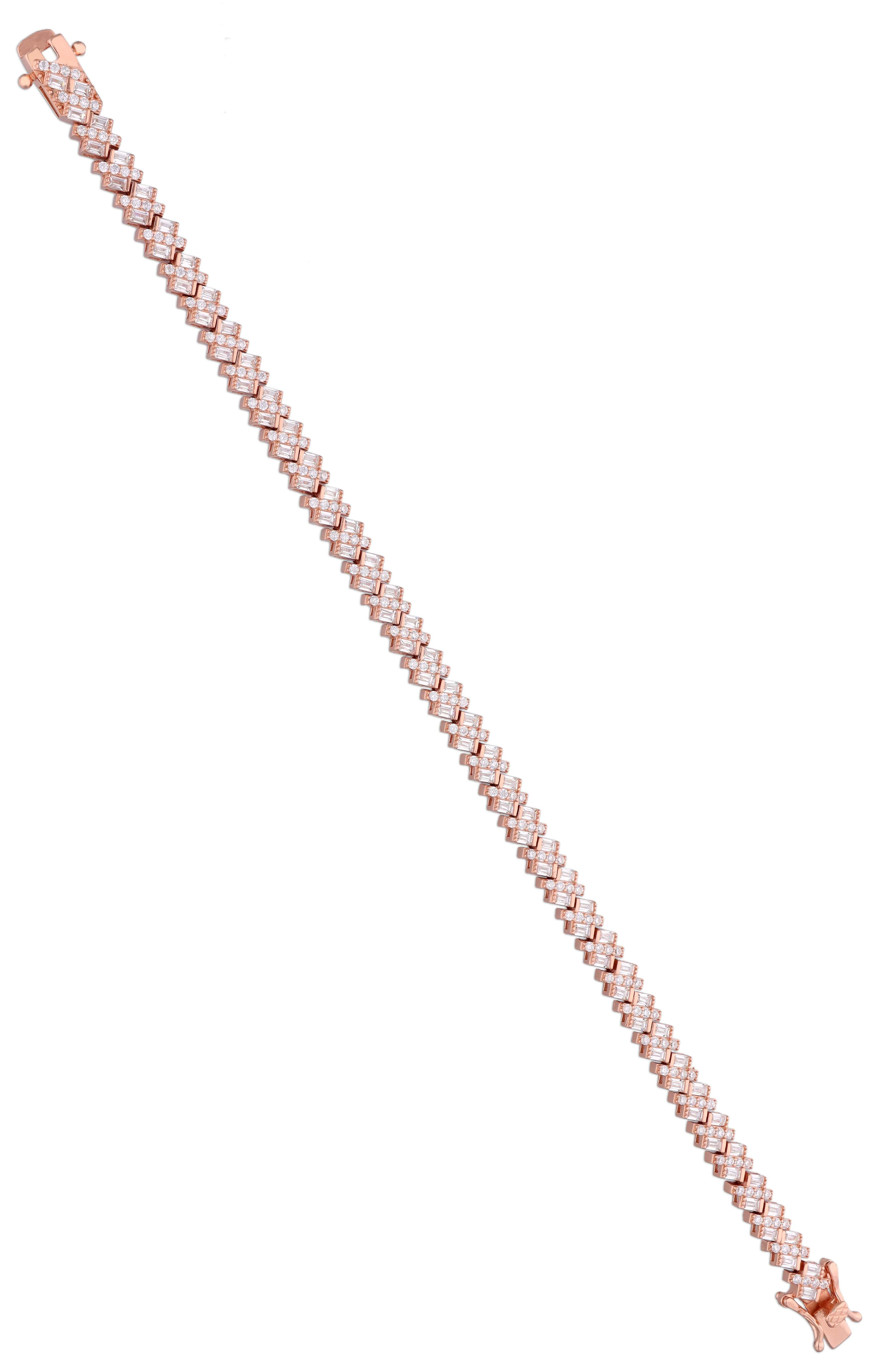Charming Cuban Cut Zircon Silver Tennis Bracelet - Image 5